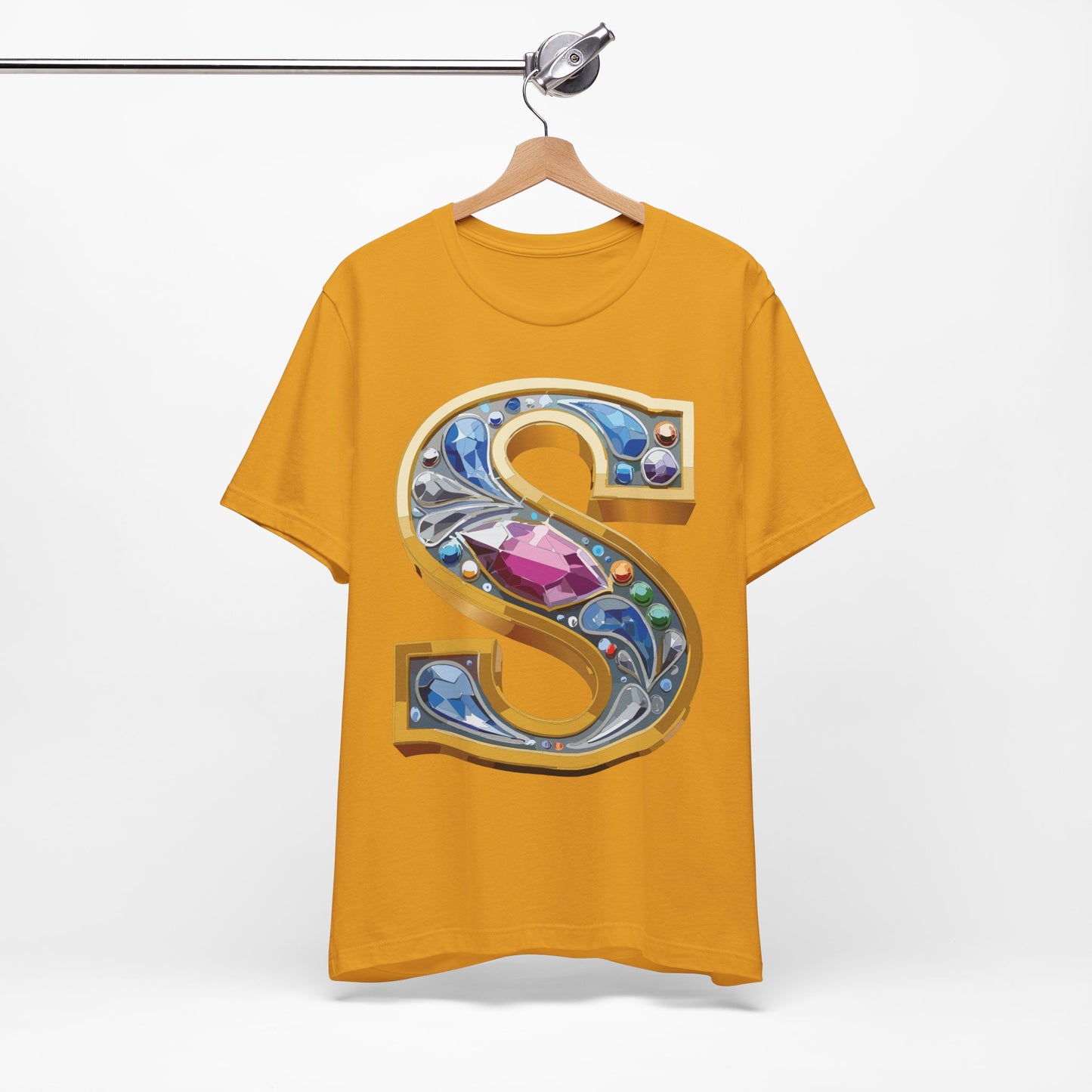 Letter Shirt, Shirt with Letters, Tee Shirt with Gold Letter, Shirt with Antique Letters