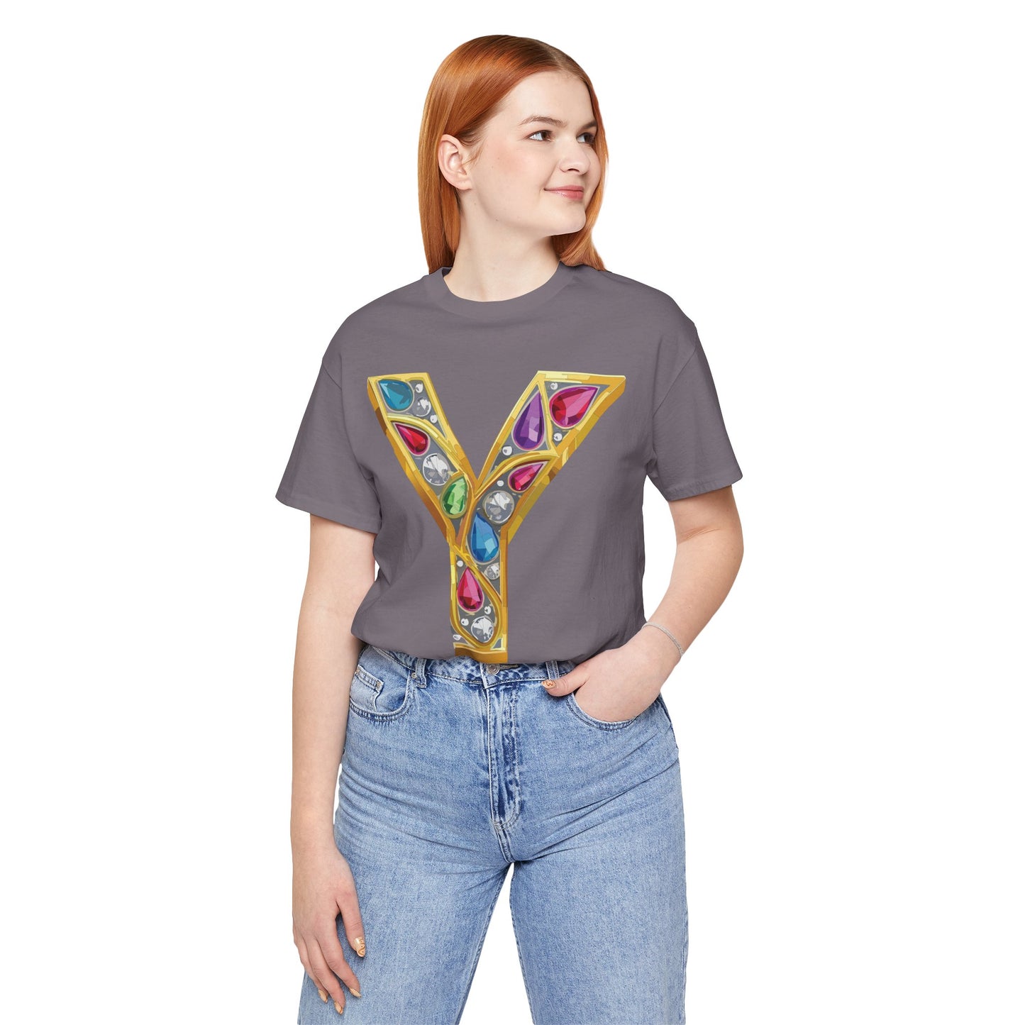 Letter Shirt, Shirt with Letters, Tee Shirt with Gold Letter, Shirt with Antique Letters