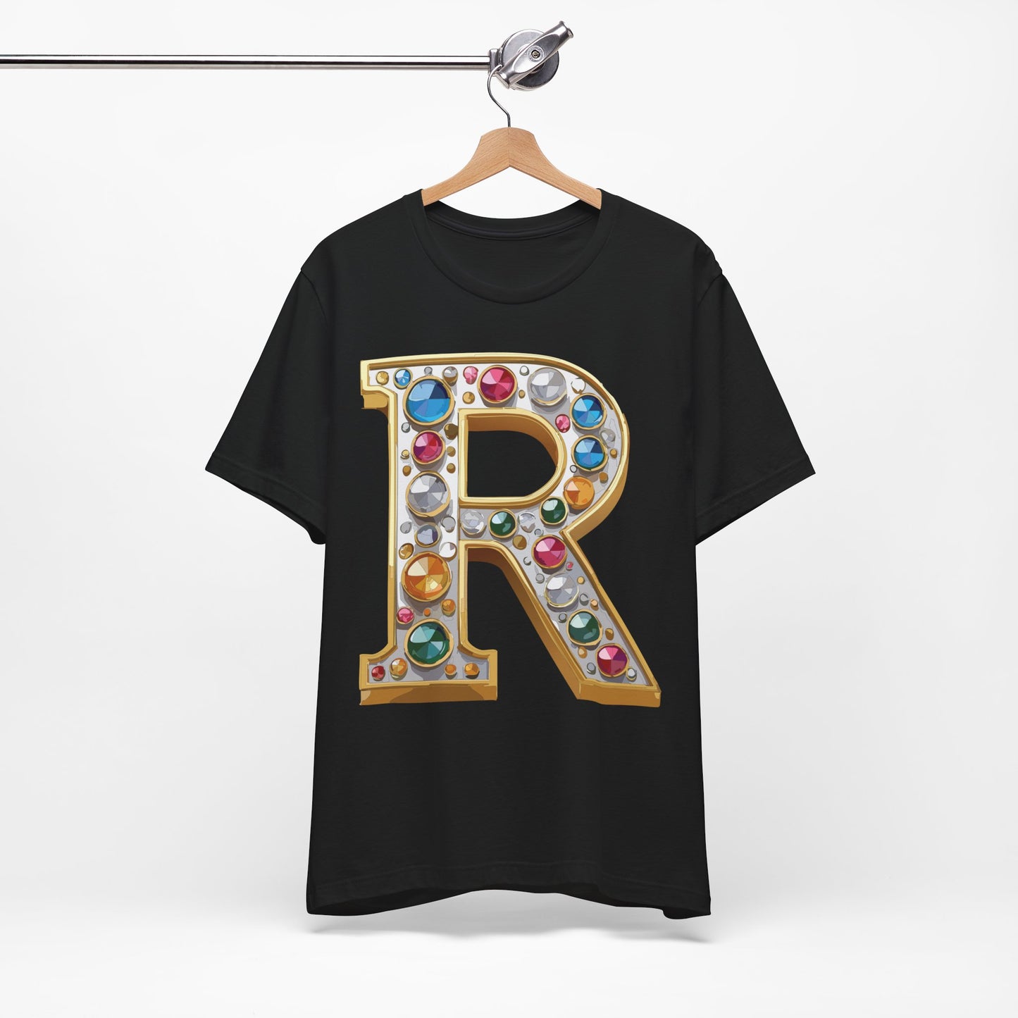 Letter Shirt, Shirt with Letters, Tee Shirt with Gold Letter, Shirt with Antique Letters