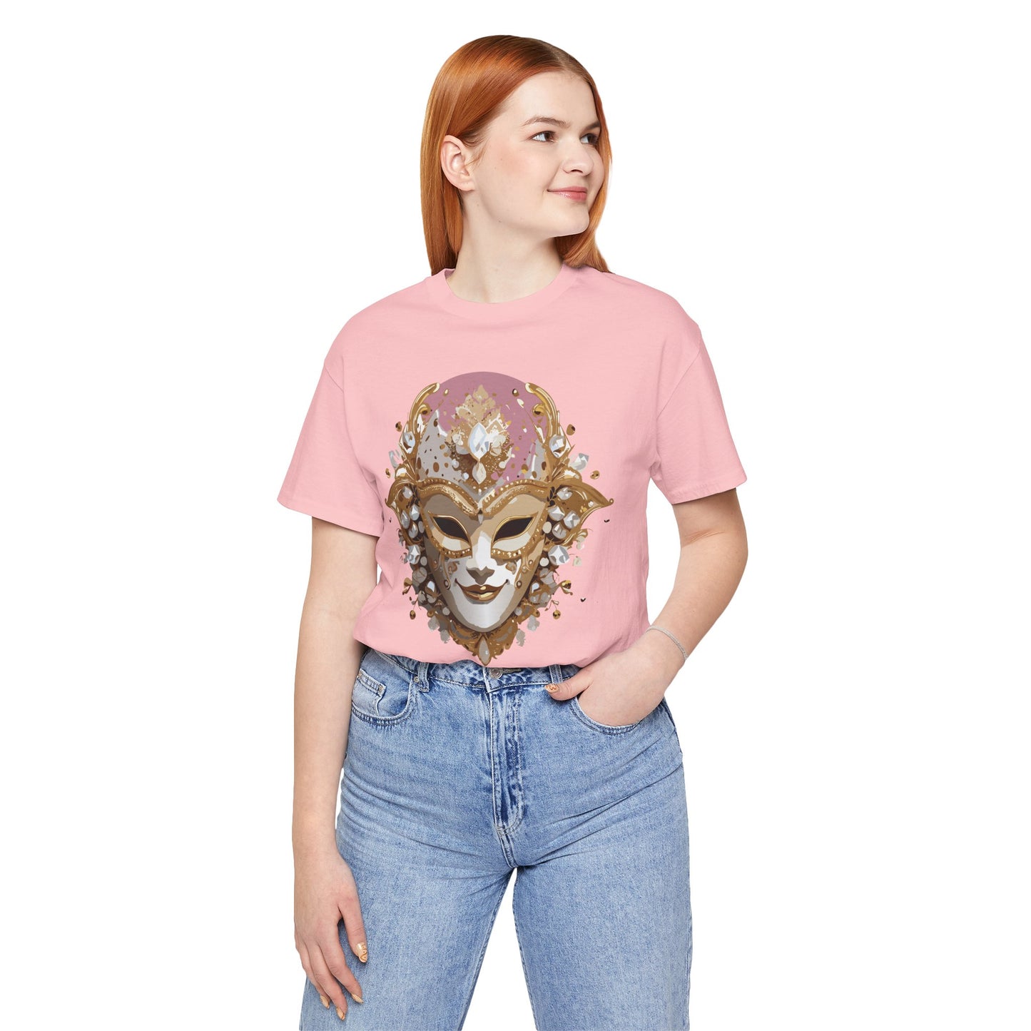 Mask Shirt, Shirt with Mask, Tee Shirt with Gold Face