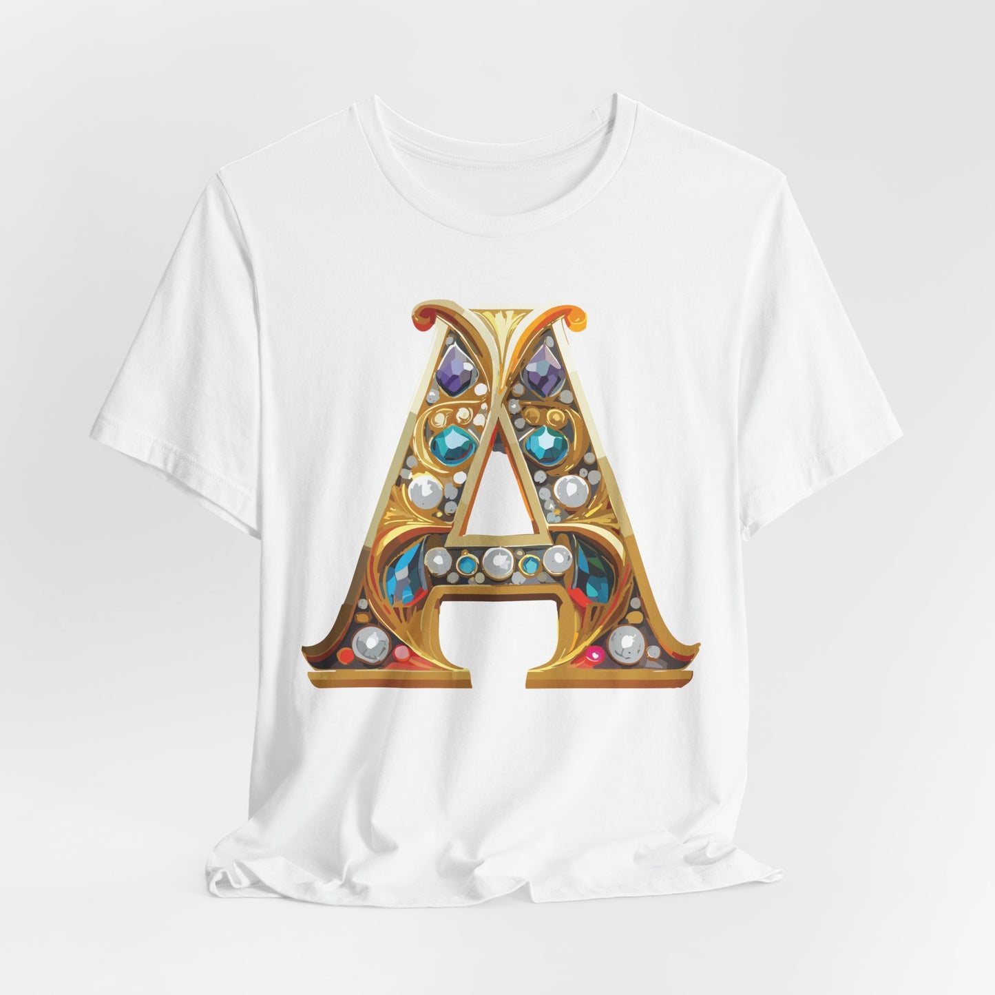Letter Shirt, Shirt with Letters, Tee Shirt with Gold Letter, Shirt with Antique Letters