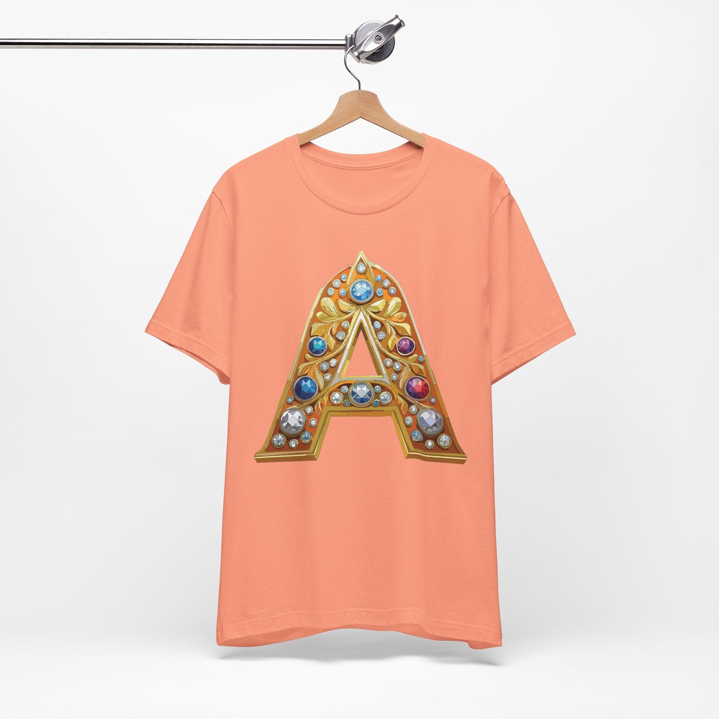 Letter Shirt, Shirt with Letters, Tee Shirt with Gold Letter, Shirt with Antique Letters