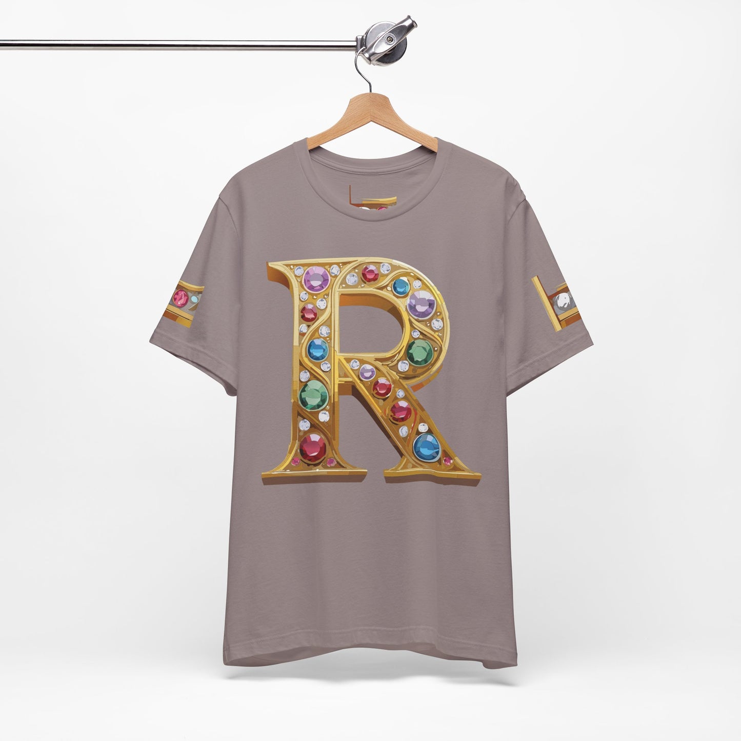 Letter Shirt, Shirt with Letters, Tee Shirt with Gold Letter, Shirt with Antique Letters
