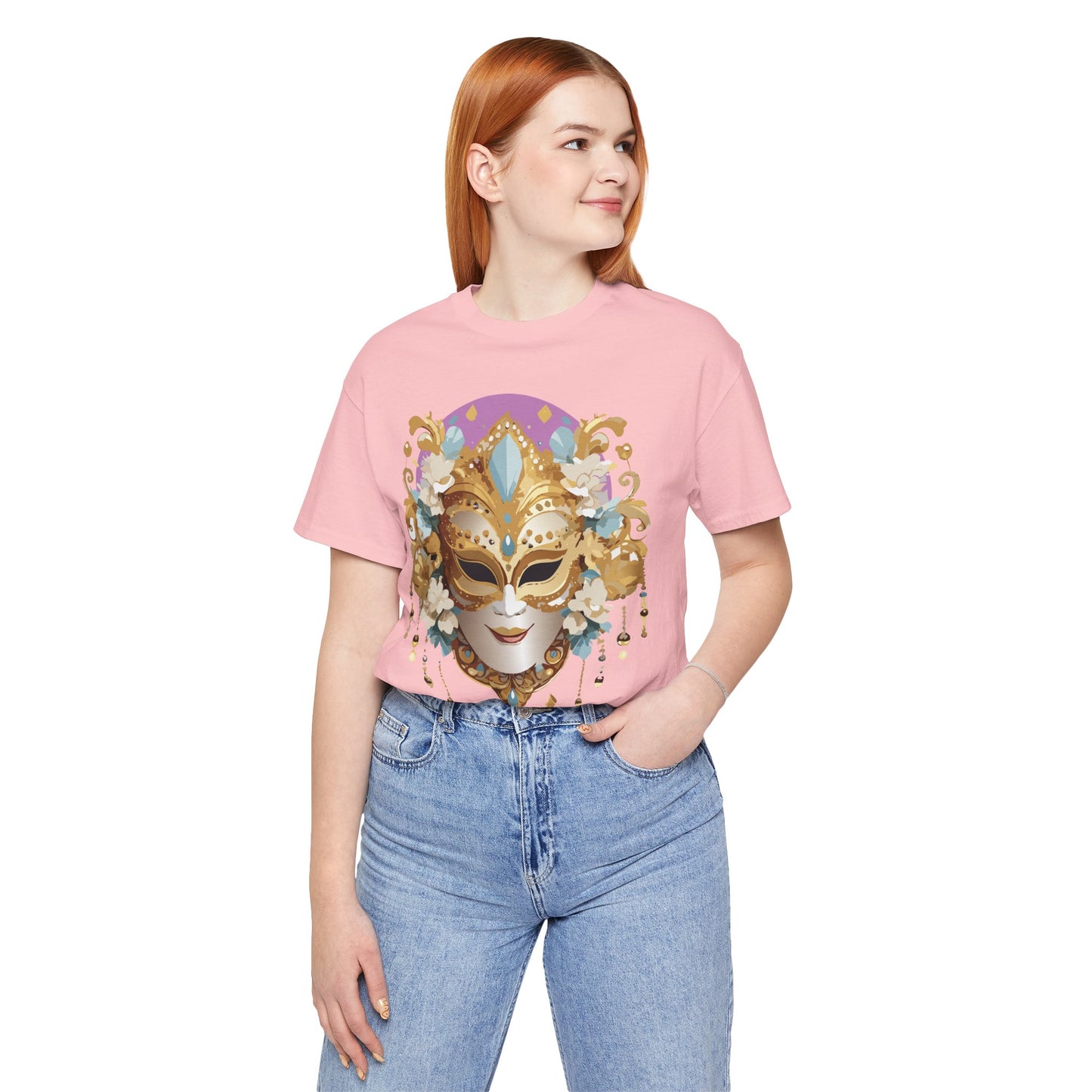 Mask Shirt, Shirt with Mask, Tee Shirt with Gold Face