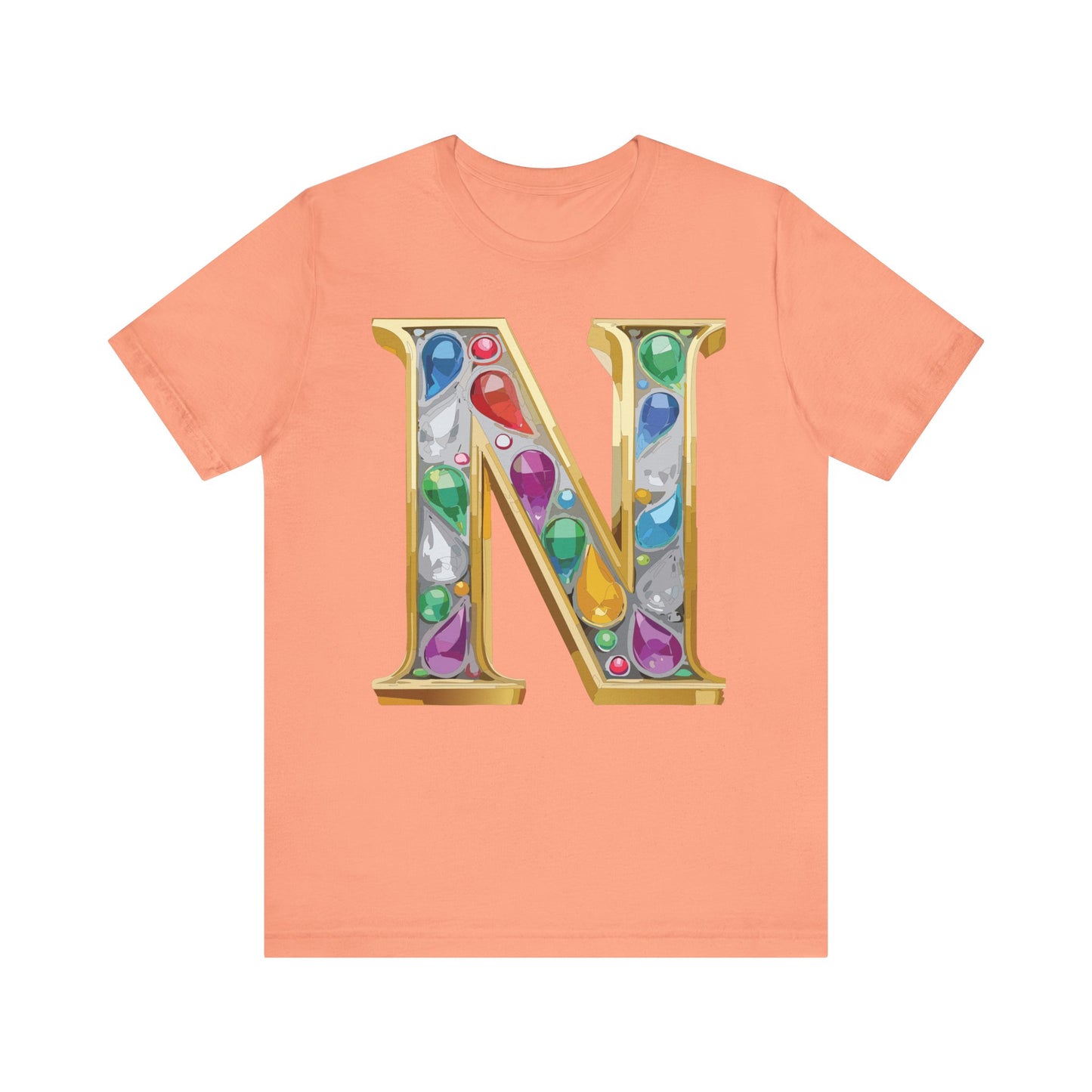 Letter Shirt, Shirt with Letters, Tee Shirt with Gold Letter, Shirt with Antique Letters