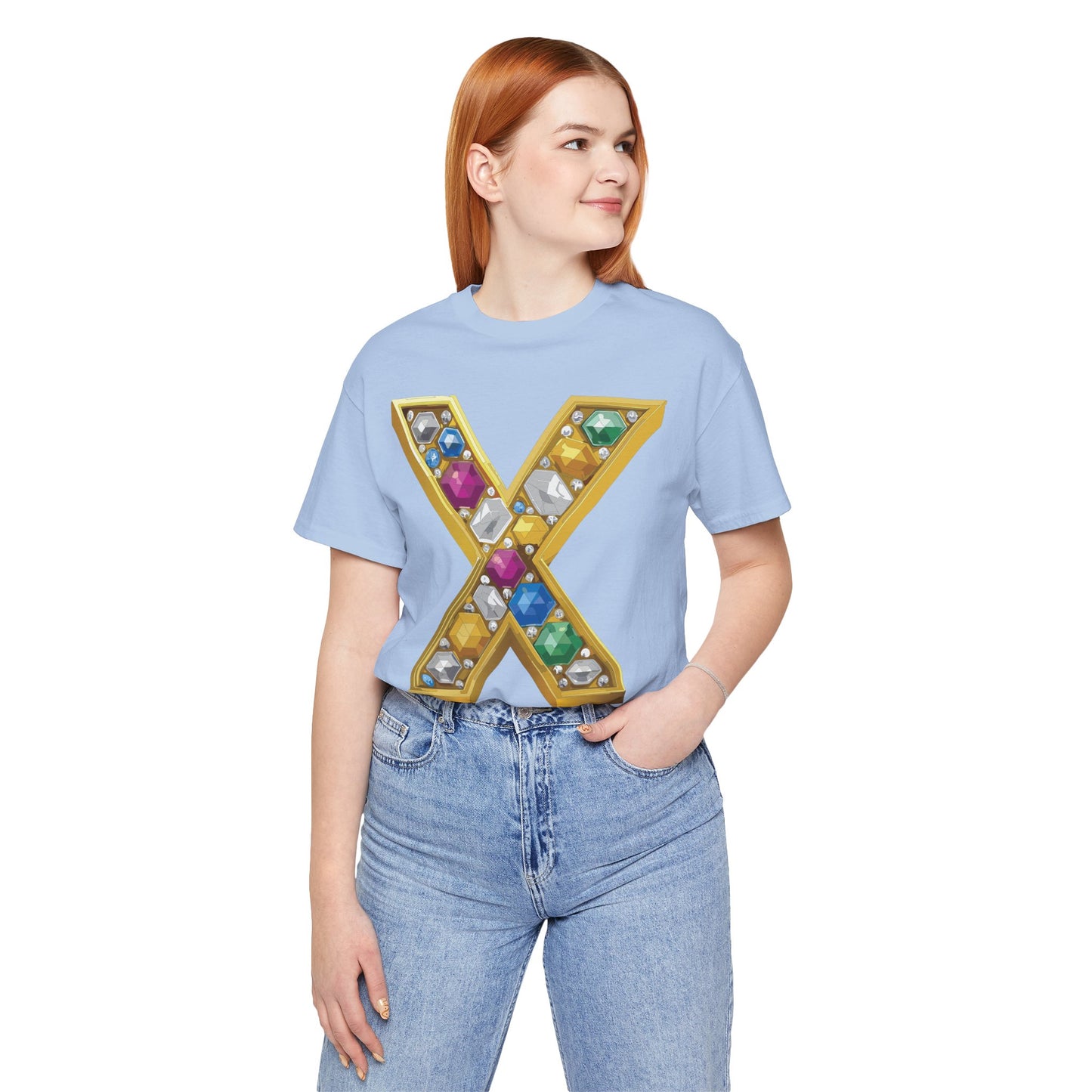 Letter Shirt, Shirt with Letters, Tee Shirt with Gold Letter, Shirt with Antique Letters