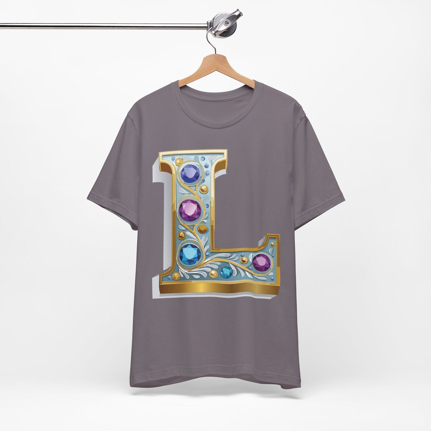 Letter Shirt, Shirt with Letters, Tee Shirt with Gold Letter, Shirt with Antique Letters