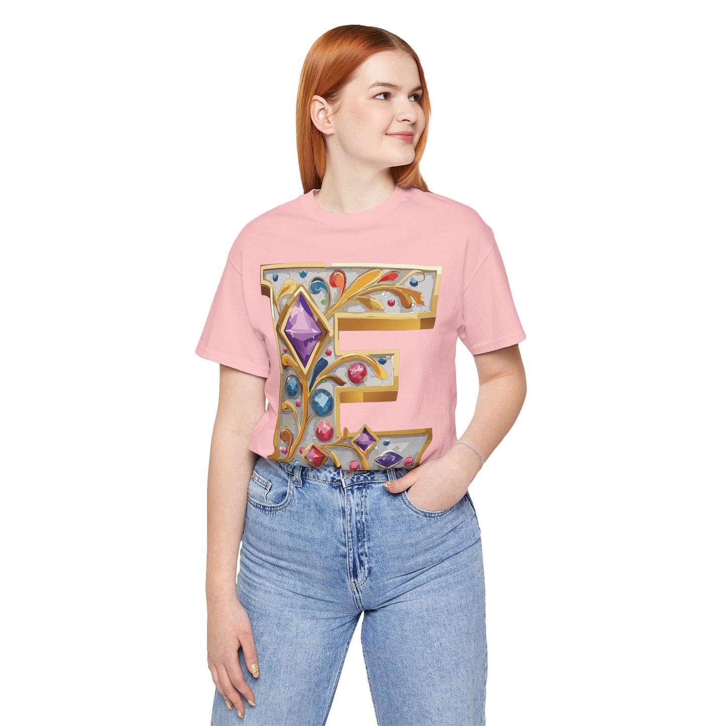 Letter Shirt, Shirt with Letters, Tee Shirt with Gold Letter, Shirt with Antique Letters
