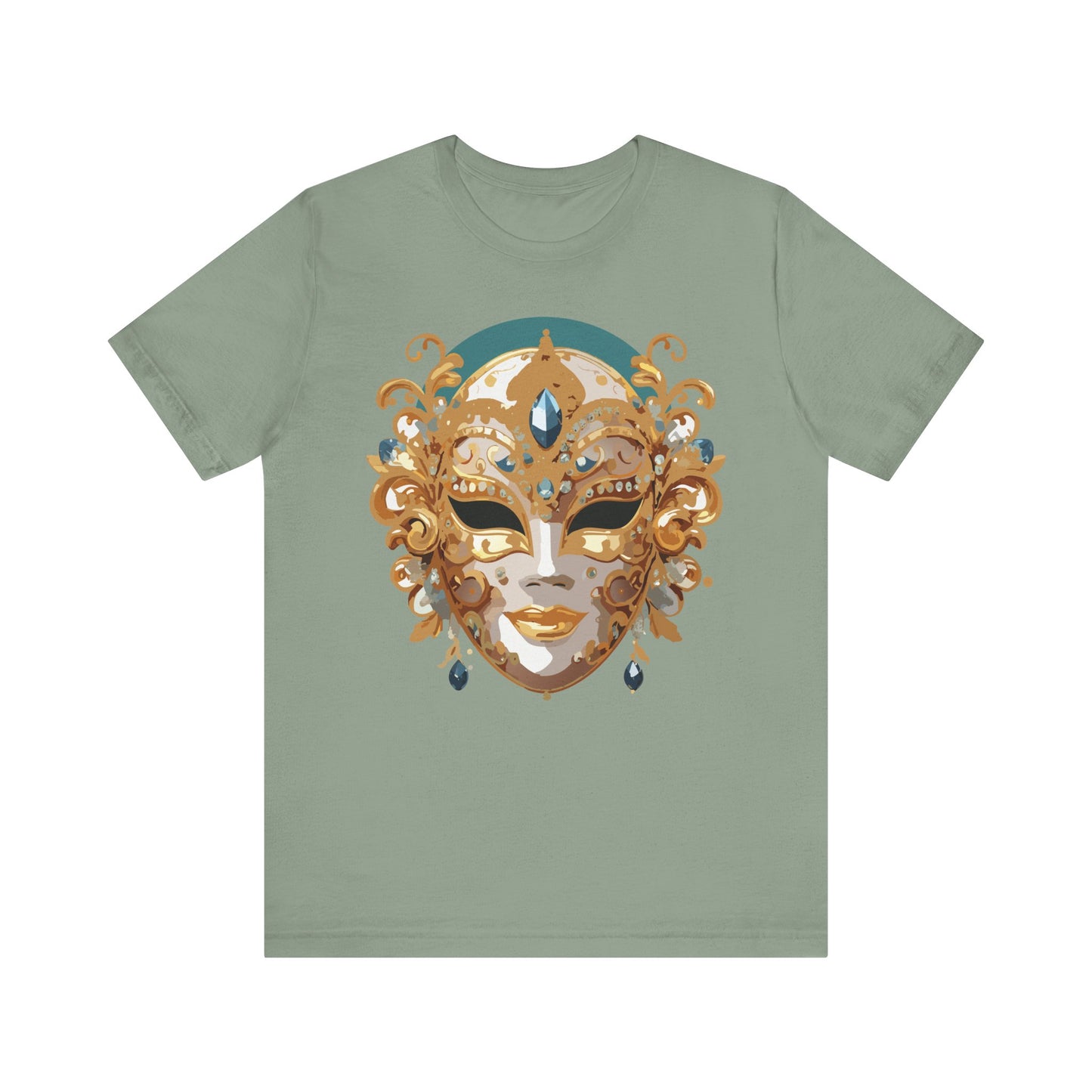 Mask Shirt, Shirt with Mask, Tee Shirt with Gold Face