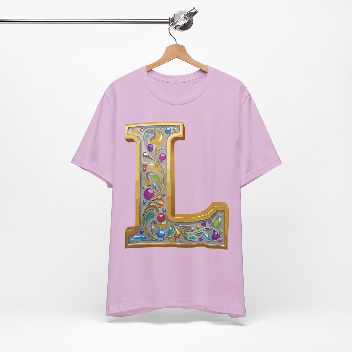 Letter Shirt, Shirt with Letters, Tee Shirt with Gold Letter, Shirt with Antique Letters