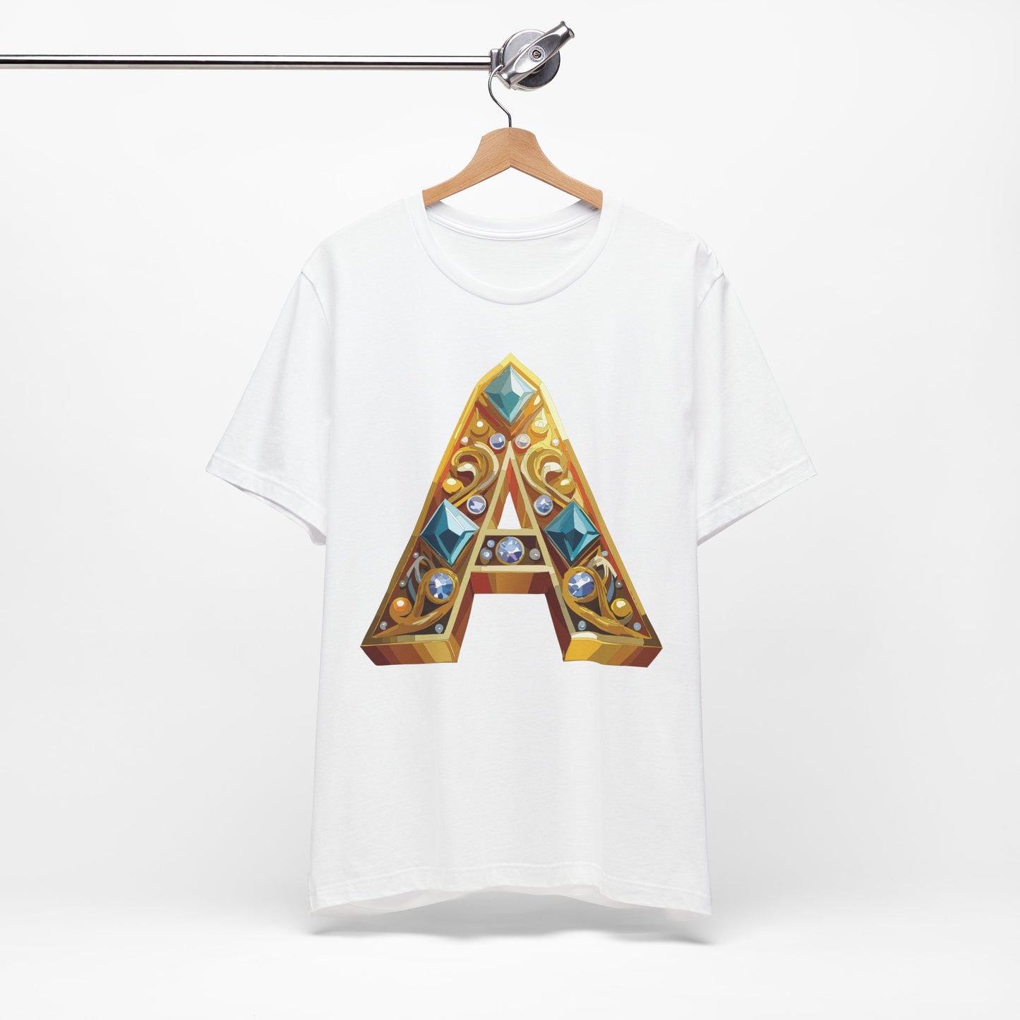 Letter Shirt, Shirt with Letters, Tee Shirt with Gold Letter, Shirt with Antique Letters