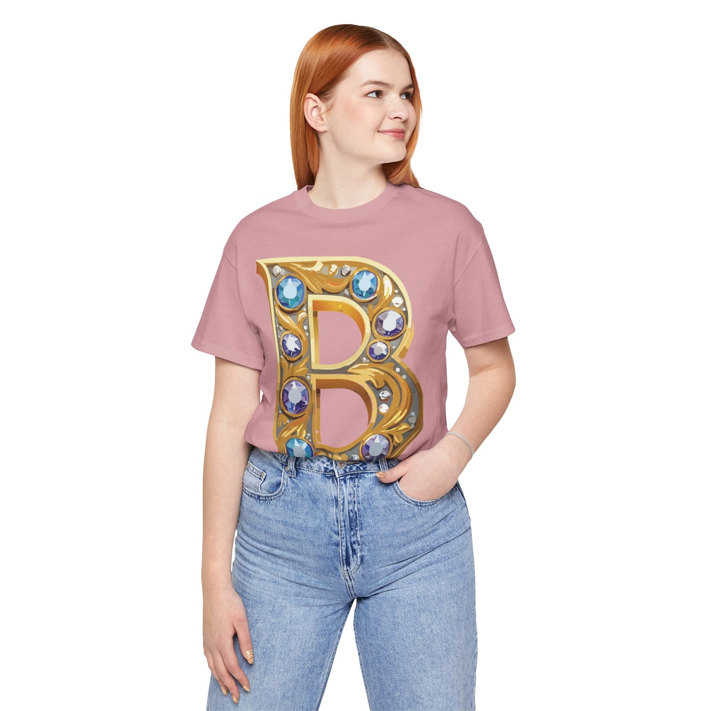 Letter Shirt, Shirt with Letters, Tee Shirt with Gold Letter, Shirt with Antique Letters