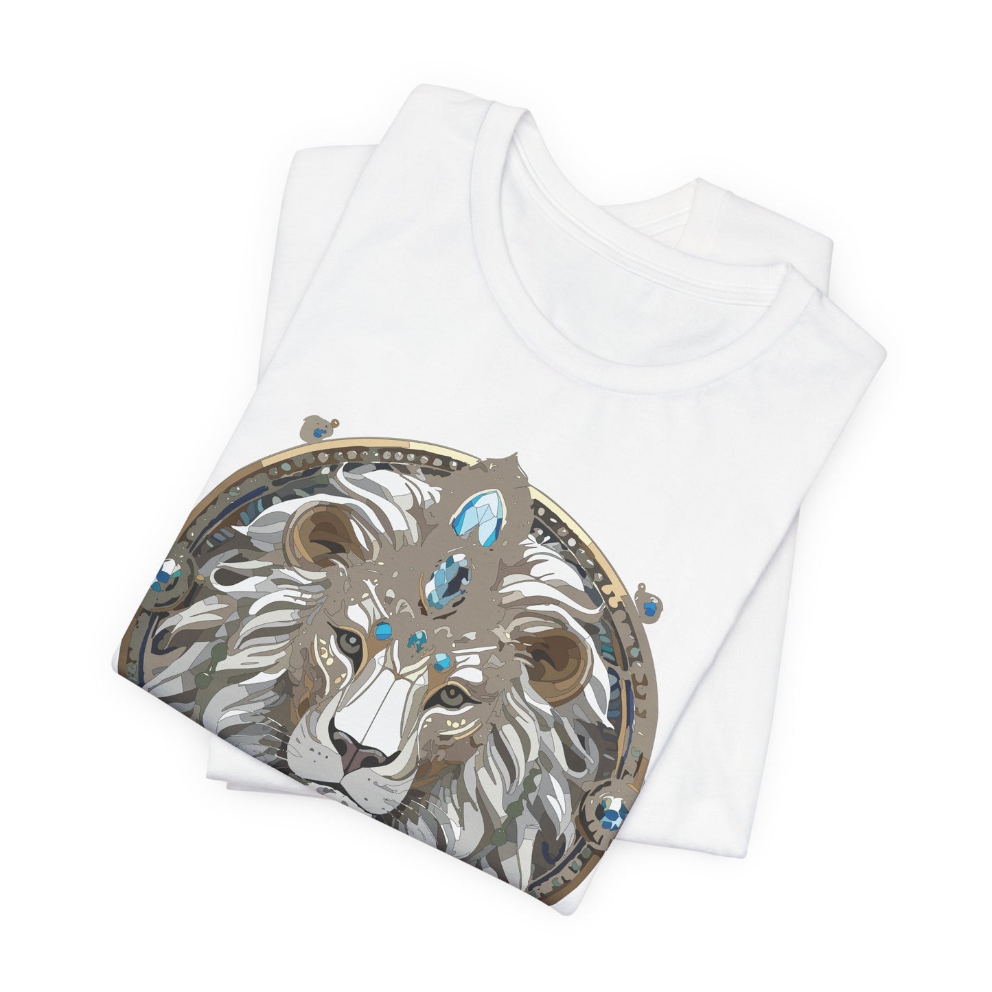Animal Shirt, Shirt with Animal, Tee Shirt with Gold Animal Medal, Shirt with Antique Animal Medallion