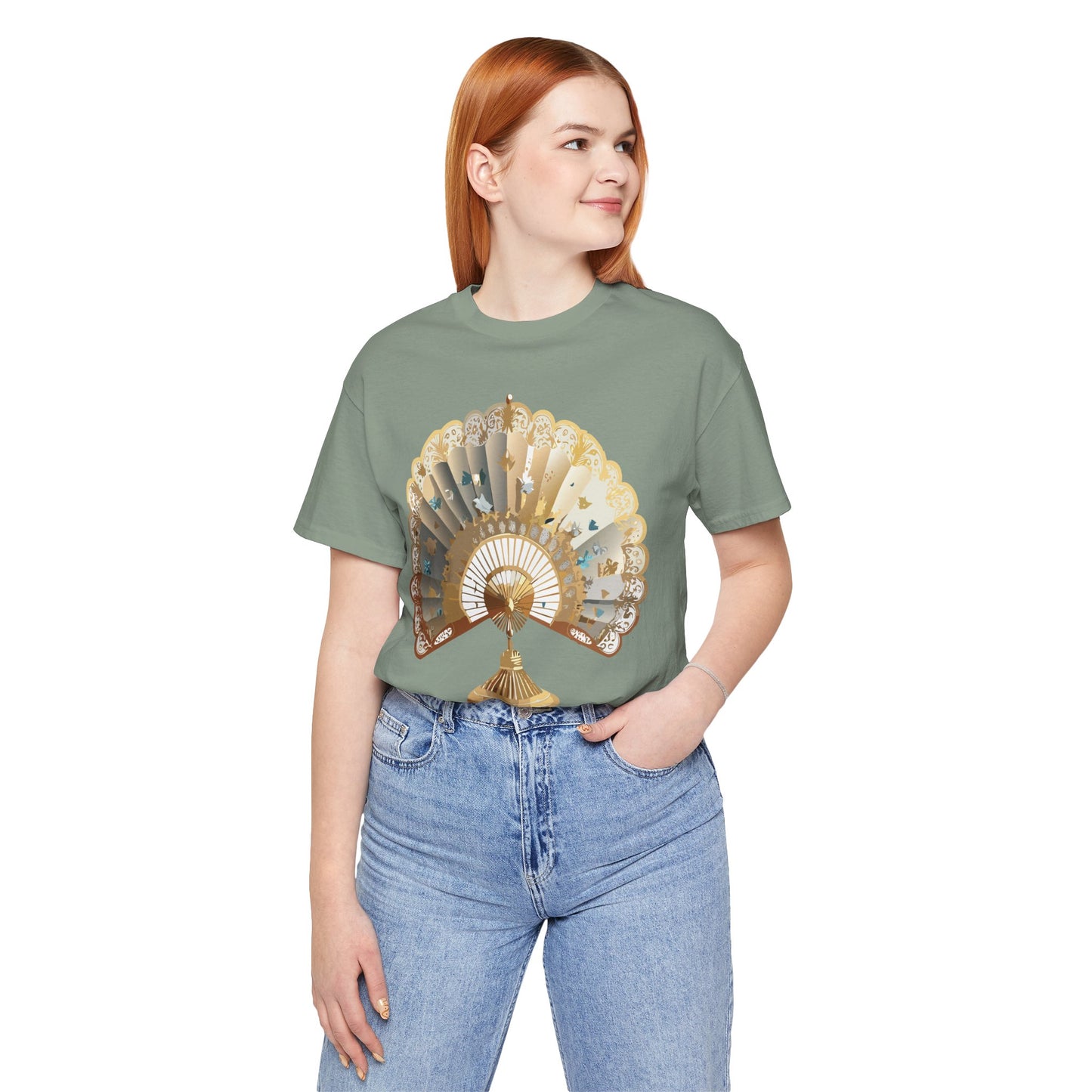 Fan shirt, Shirt with Fan, Tee Shirt with Gold Blower
