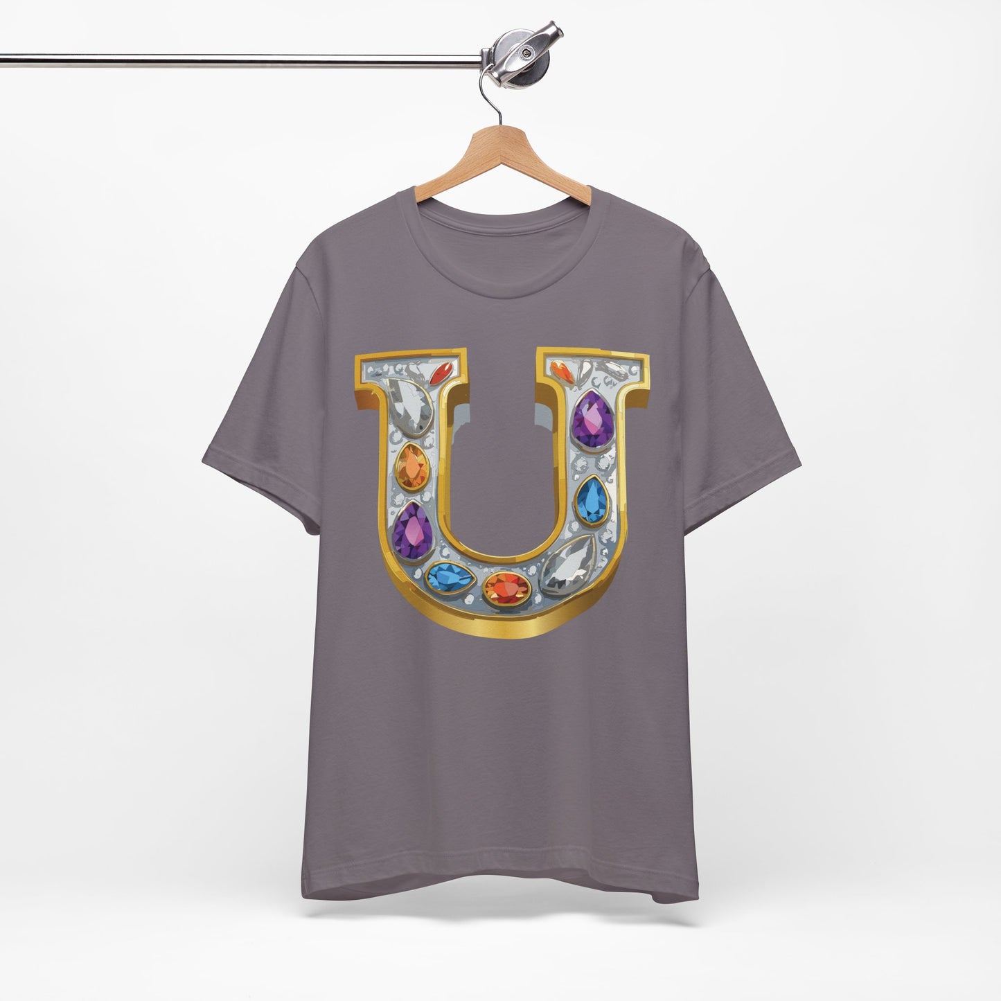 Letter Shirt, Shirt with Letters, Tee Shirt with Gold Letter, Shirt with Antique Letters