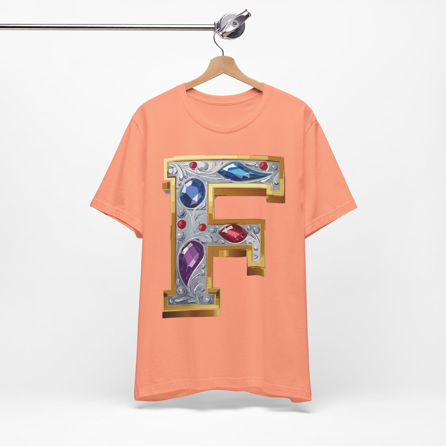 Letter Shirt, Shirt with Letters, Tee Shirt with Gold Letter, Shirt with Antique Letters