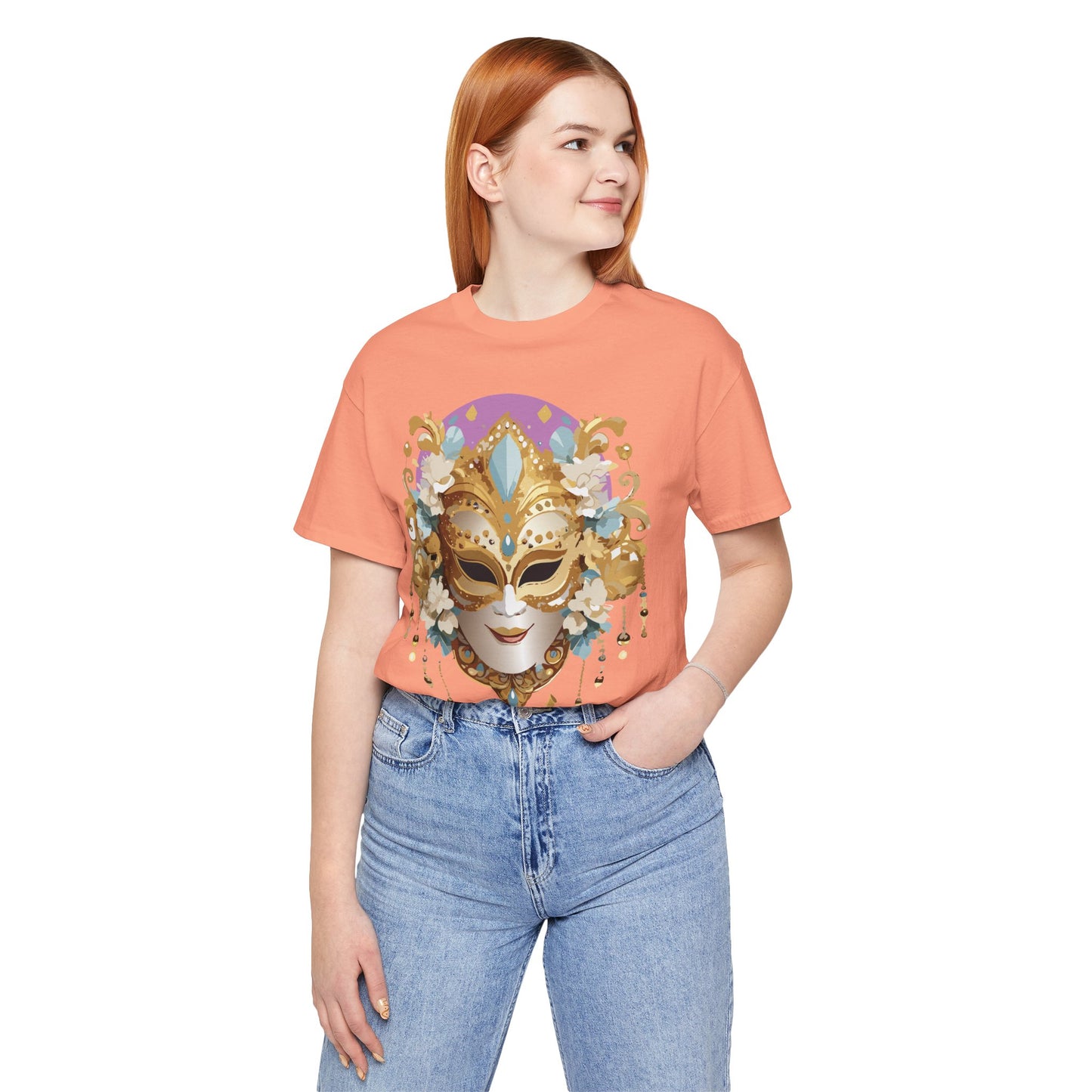 Mask Shirt, Shirt with Mask, Tee Shirt with Gold Face
