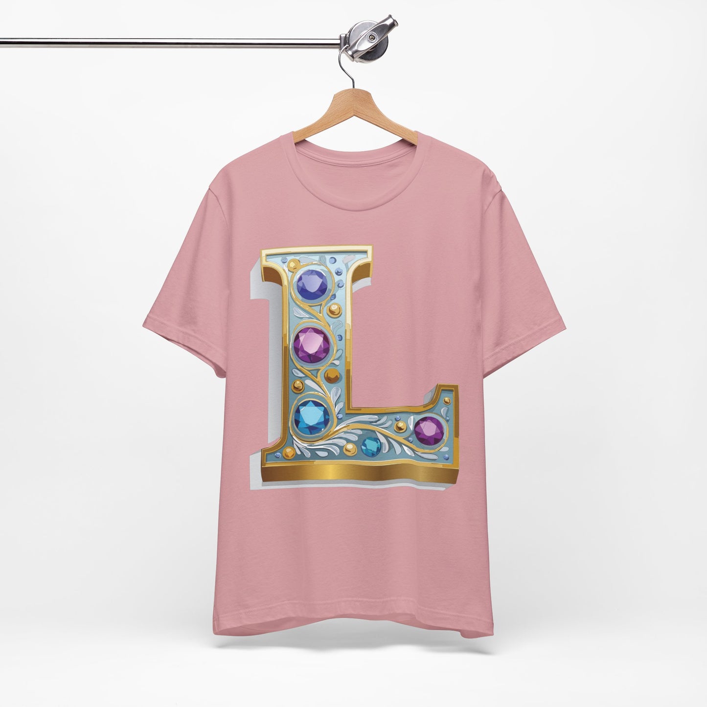 Letter Shirt, Shirt with Letters, Tee Shirt with Gold Letter, Shirt with Antique Letters