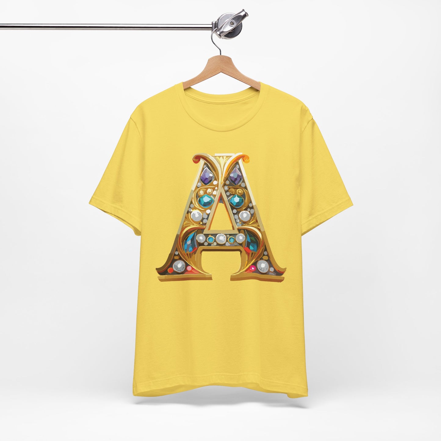 Letter Shirt, Shirt with Letters, Tee Shirt with Gold Letter, Shirt with Antique Letters