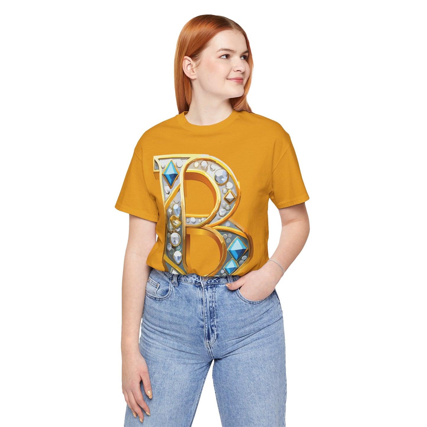 Letter Shirt, Shirt with Letters, Tee Shirt with Gold Letter, Shirt with Antique Letters