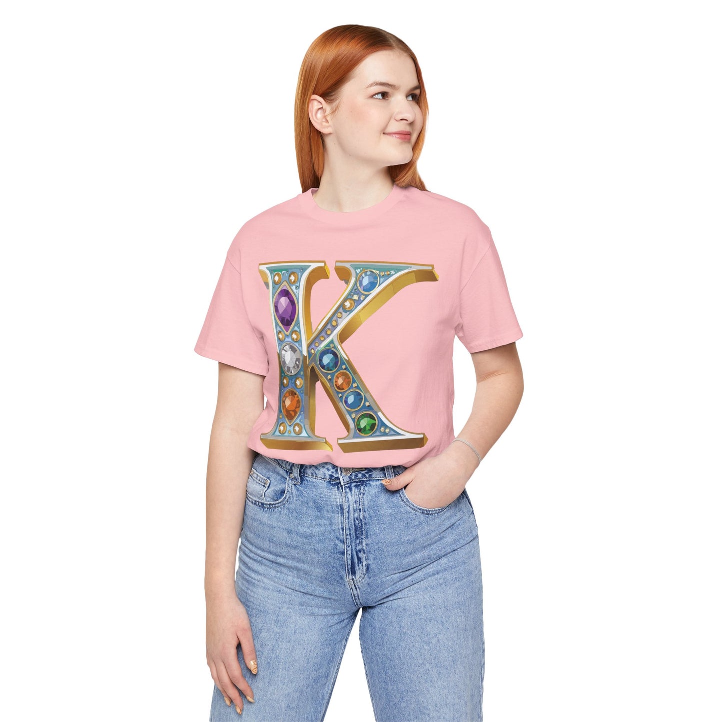 Letter Shirt, Shirt with Letters, Tee Shirt with Gold Letter, Shirt with Antique Letters