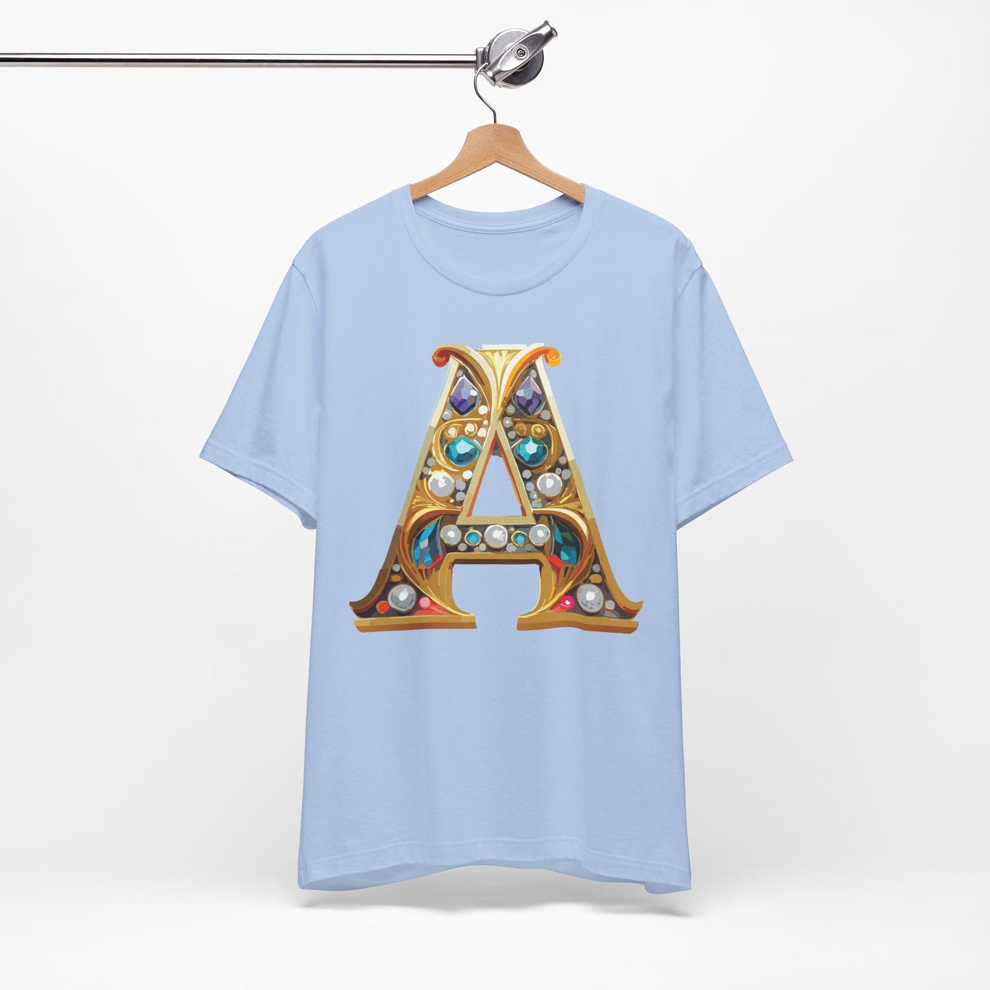 Letter Shirt, Shirt with Letters, Tee Shirt with Gold Letter, Shirt with Antique Letters