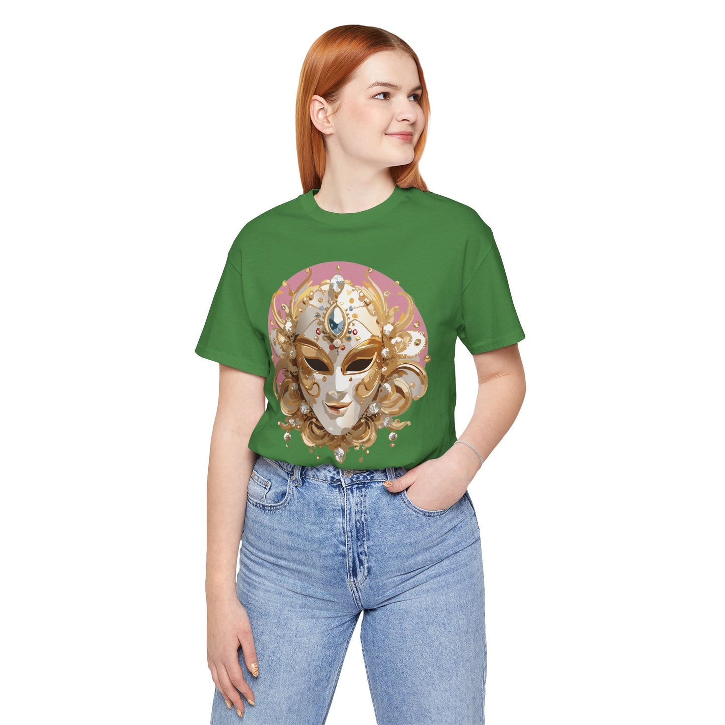 Mask Shirt, Shirt with Mask, Tee Shirt with Gold Face