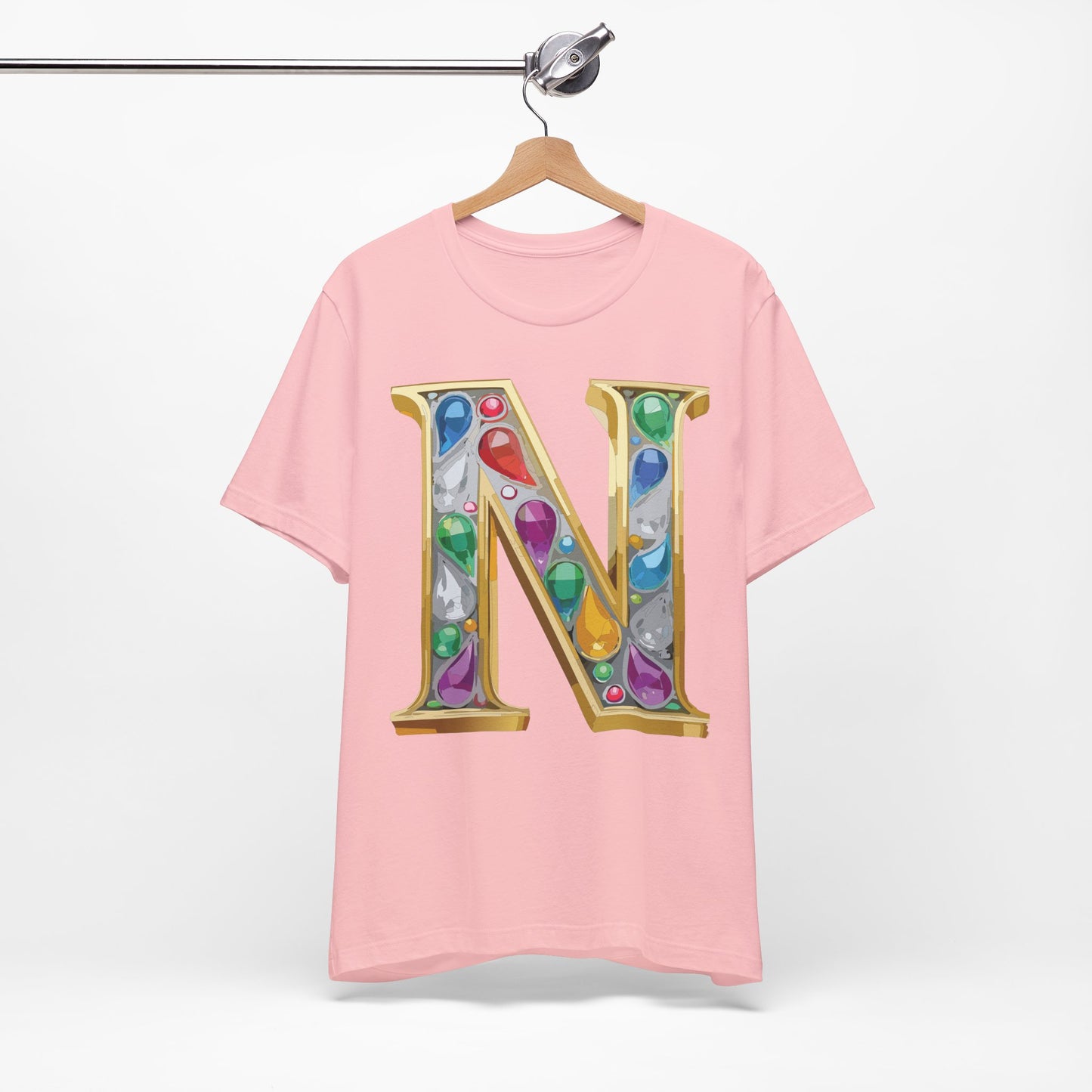 Letter Shirt, Shirt with Letters, Tee Shirt with Gold Letter, Shirt with Antique Letters