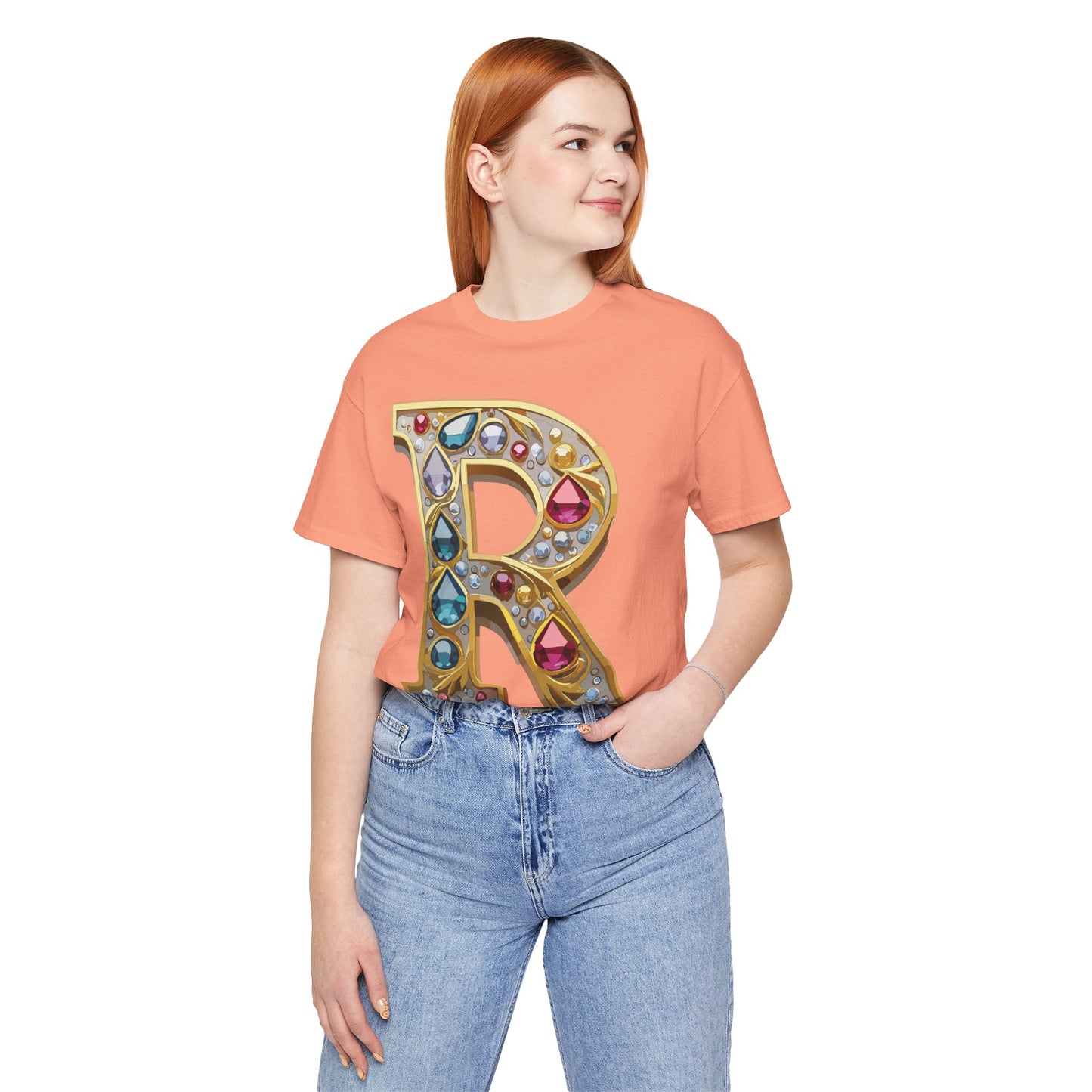 Letter Shirt, Shirt with Letters, Tee Shirt with Gold Letter, Shirt with Antique Letters