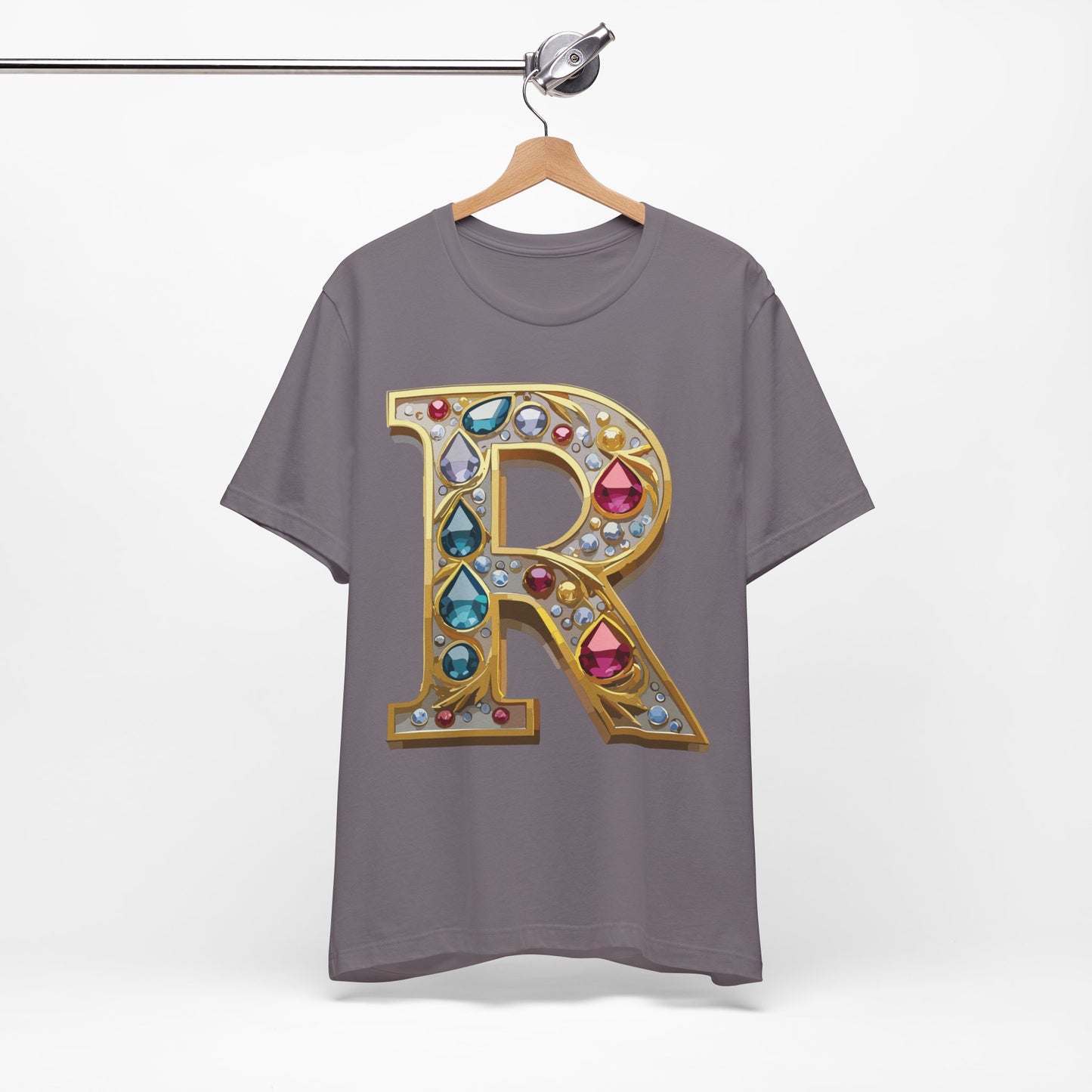 Letter Shirt, Shirt with Letters, Tee Shirt with Gold Letter, Shirt with Antique Letters