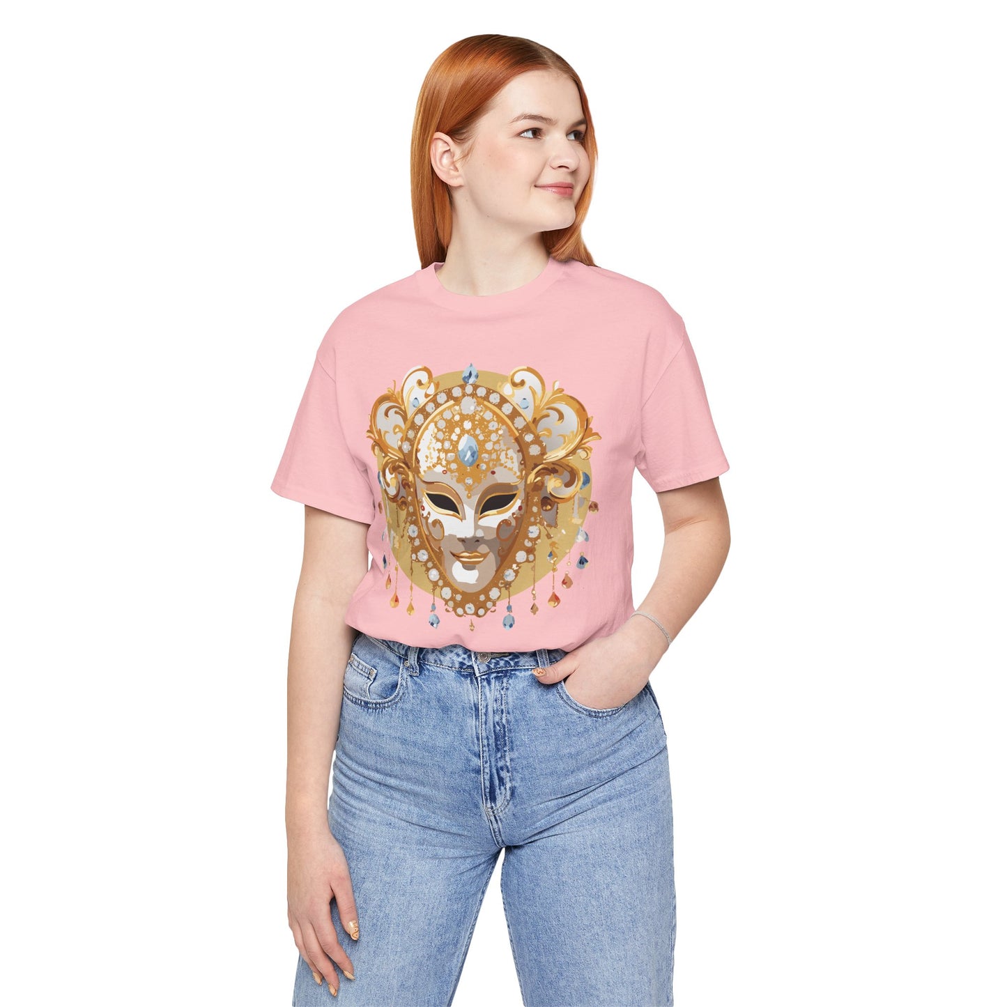 Mask Shirt, Shirt with Mask, Tee Shirt with Gold Face