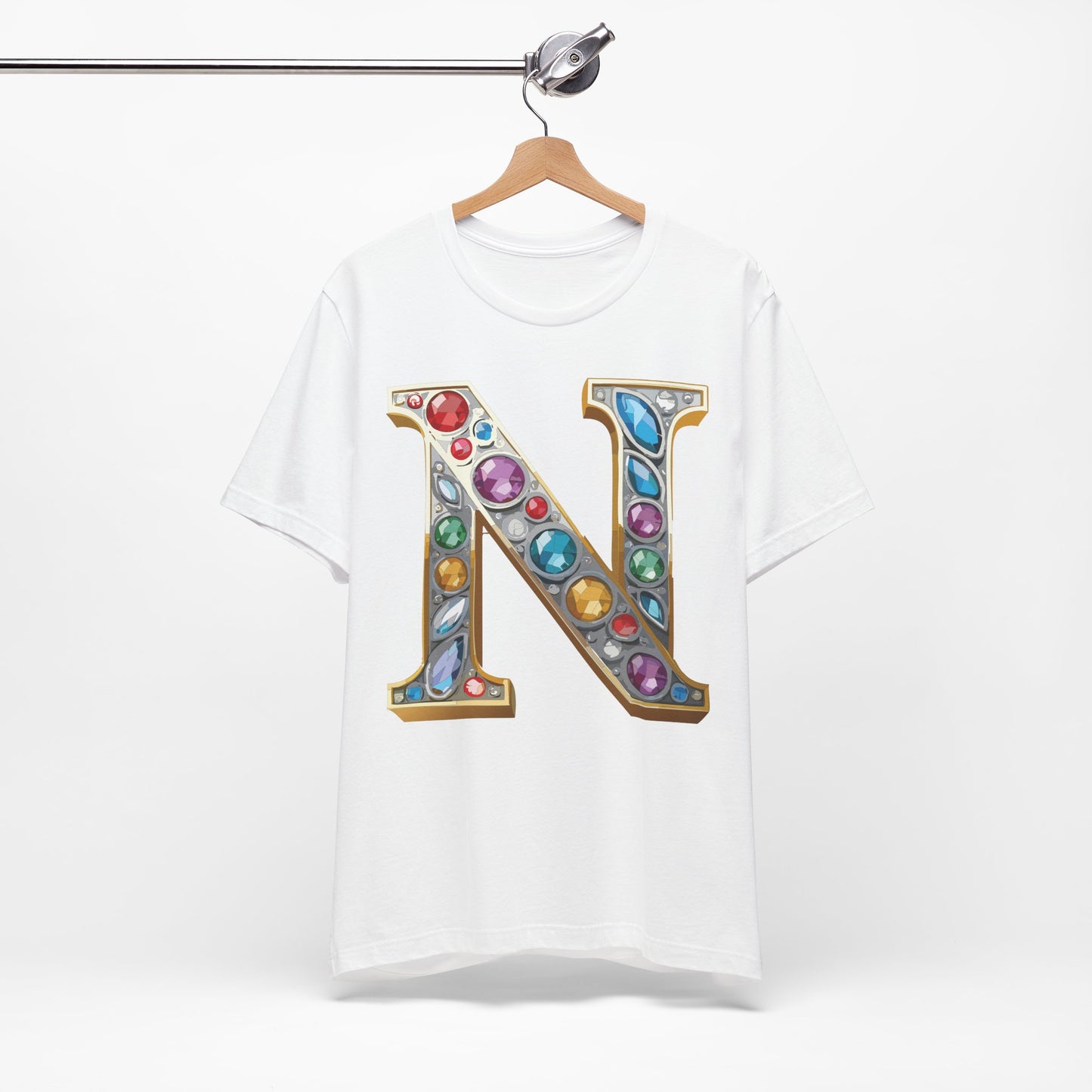Letter Shirt, Shirt with Letters, Tee Shirt with Gold Letter, Shirt with Antique Letters