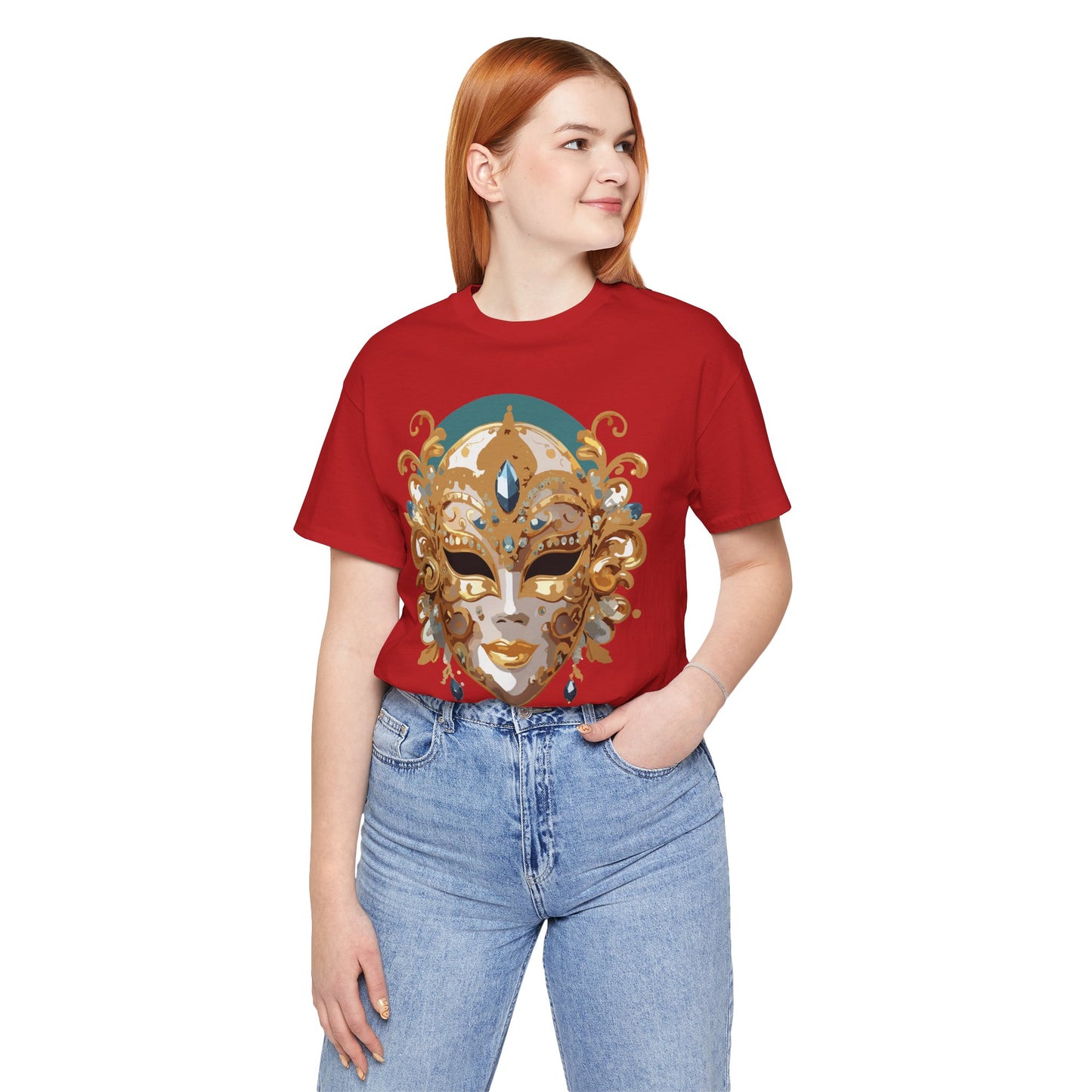 Mask Shirt, Shirt with Mask, Tee Shirt with Gold Face