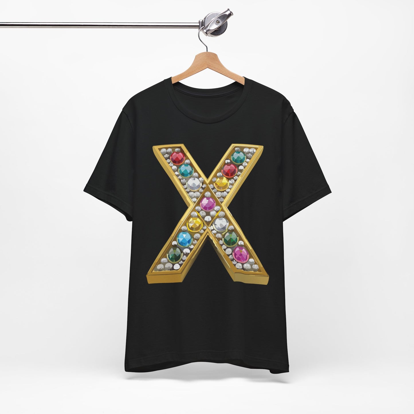 Letter Shirt, Shirt with Letters, Tee Shirt with Gold Letter, Shirt with Antique Letters
