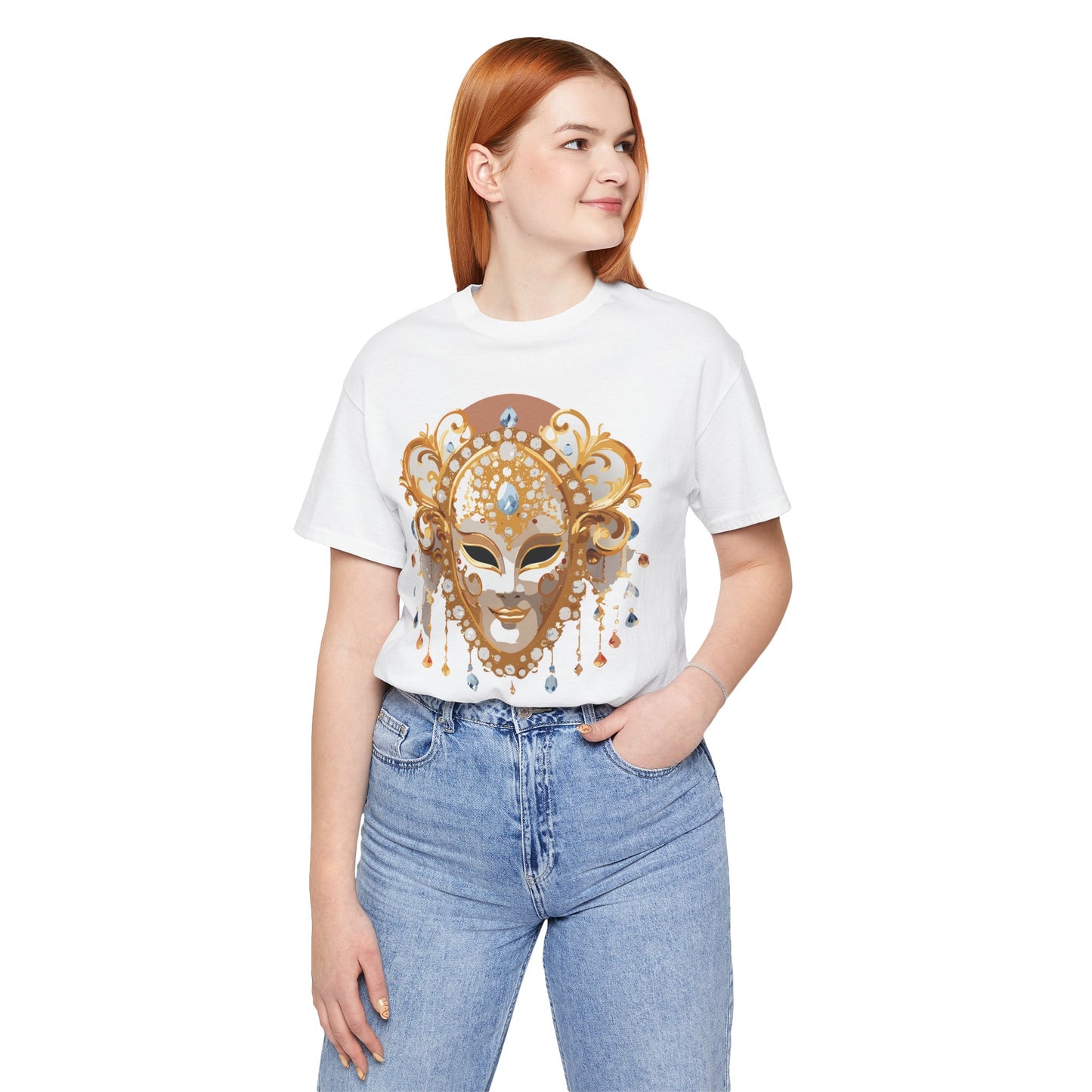 Mask Shirt, Shirt with Mask, Tee Shirt with Gold Face