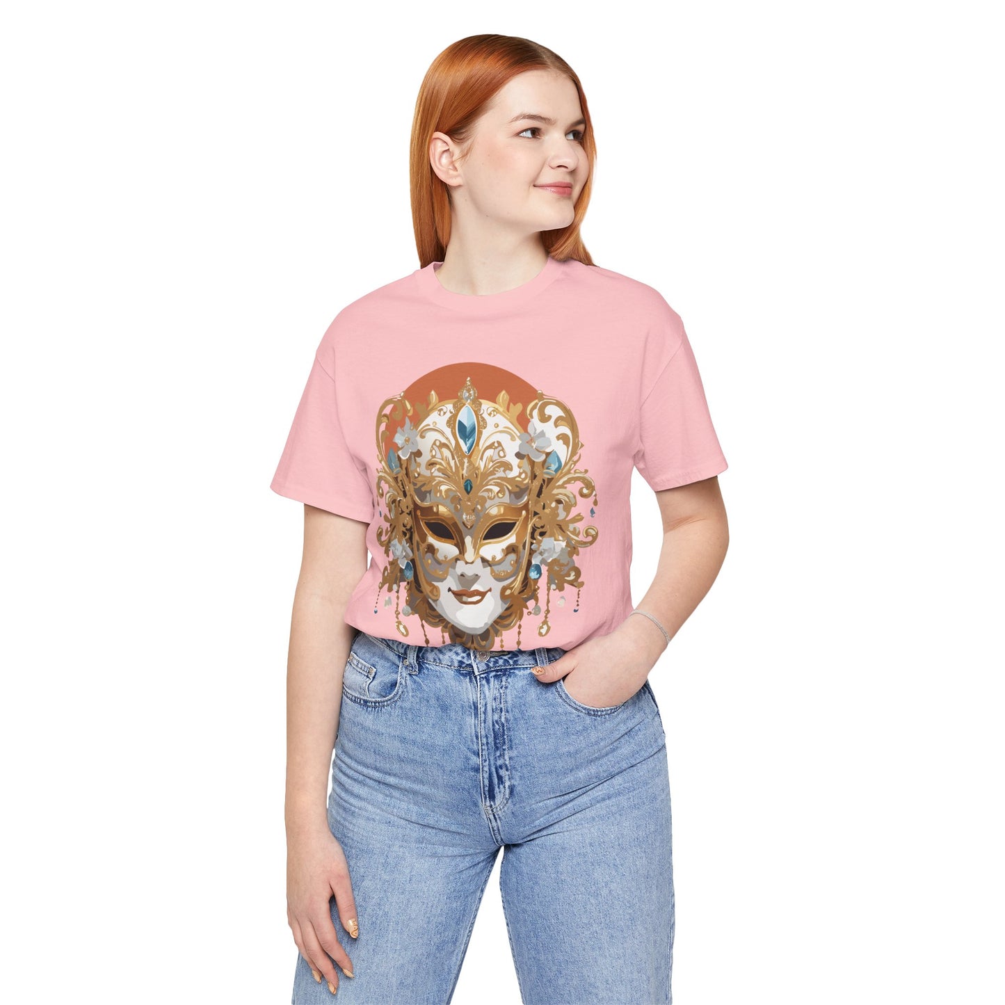 Mask Shirt, Shirt with Mask, Tee Shirt with Gold Face