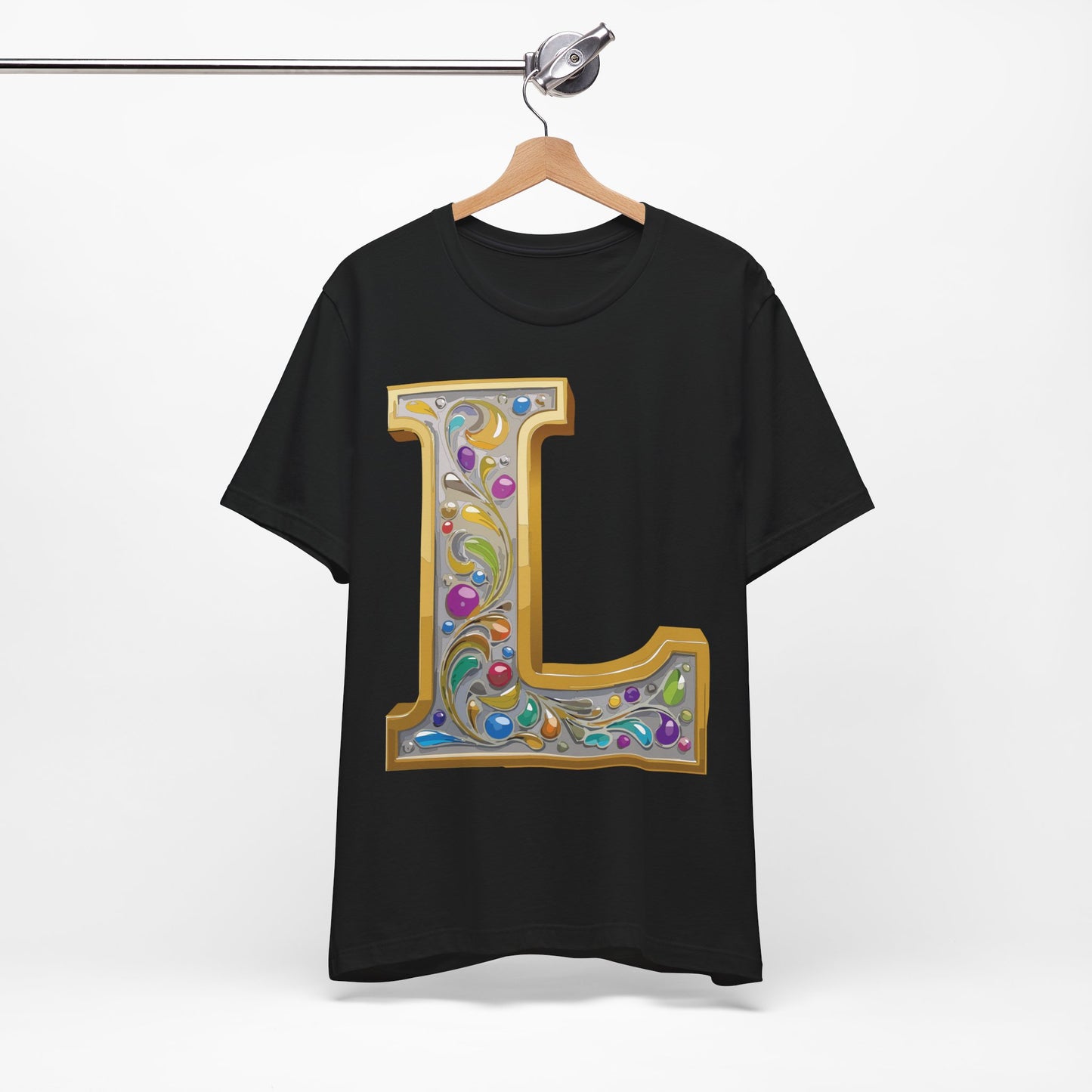 Letter Shirt, Shirt with Letters, Tee Shirt with Gold Letter, Shirt with Antique Letters