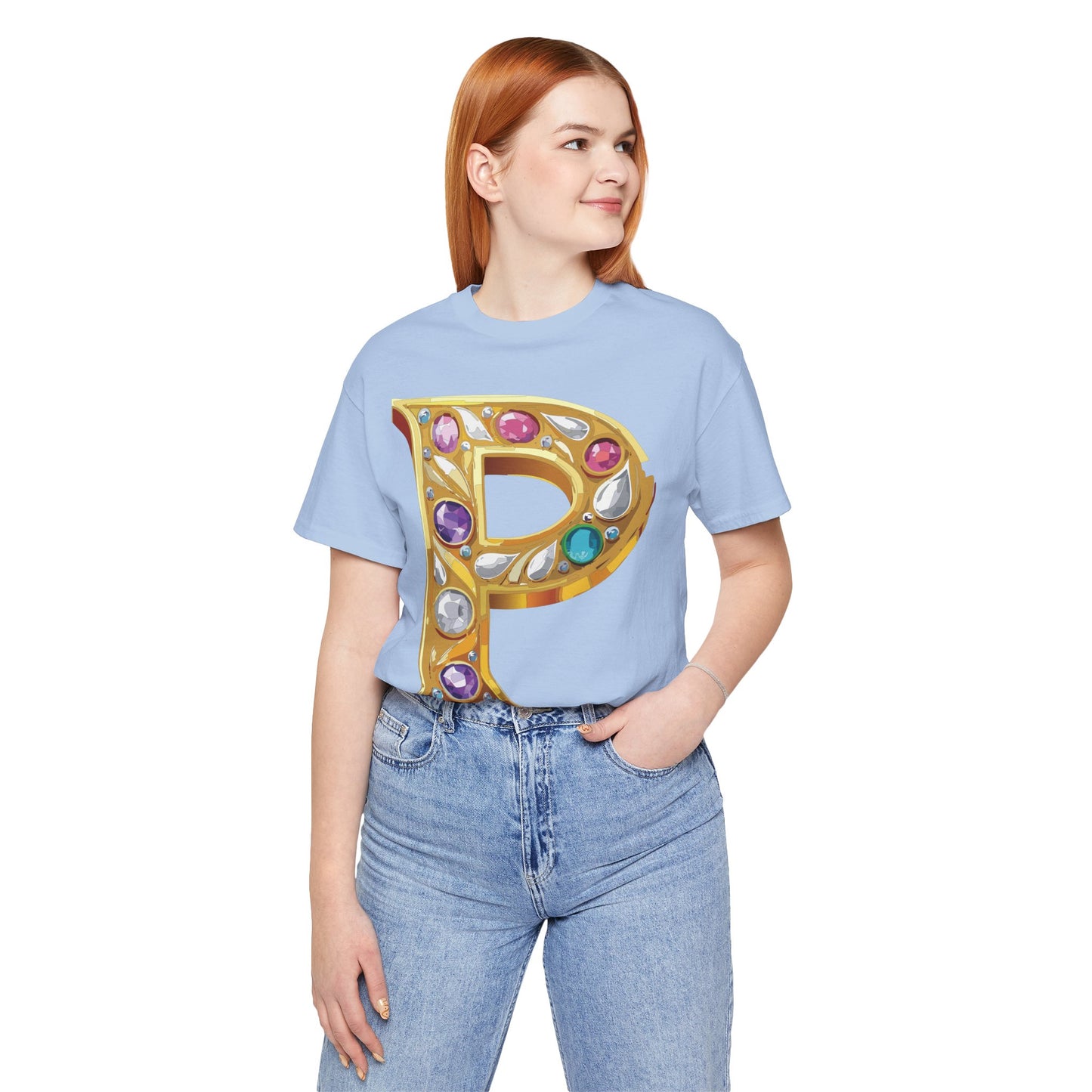 Letter Shirt, Shirt with Letters, Tee Shirt with Gold Letter, Shirt with Antique Letters