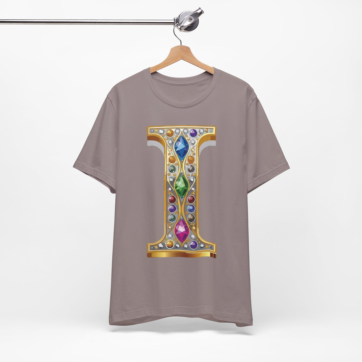 Letter Shirt, Shirt with Letters, Tee Shirt with Gold Letter, Shirt with Antique Letters