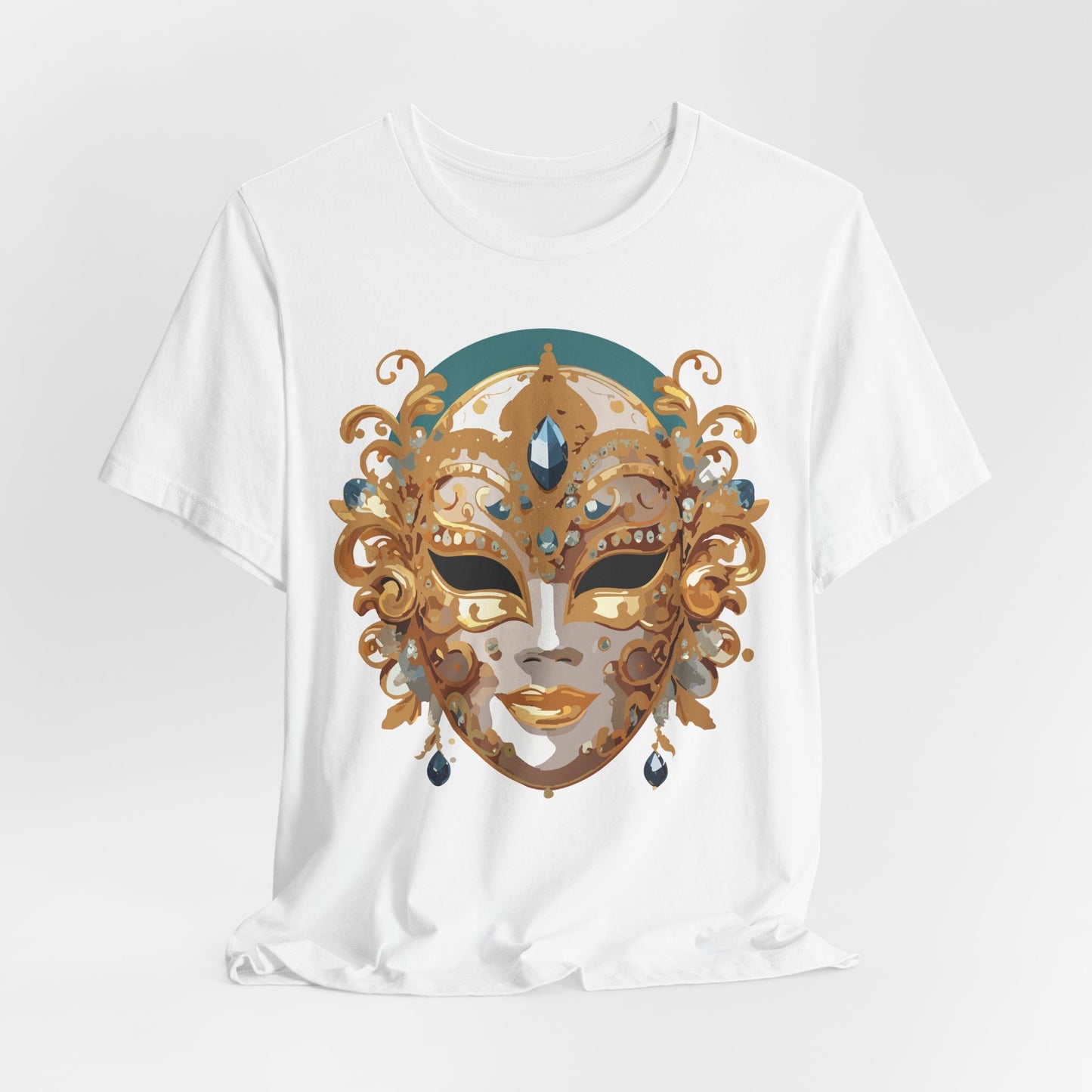 Mask Shirt, Shirt with Mask, Tee Shirt with Gold Face
