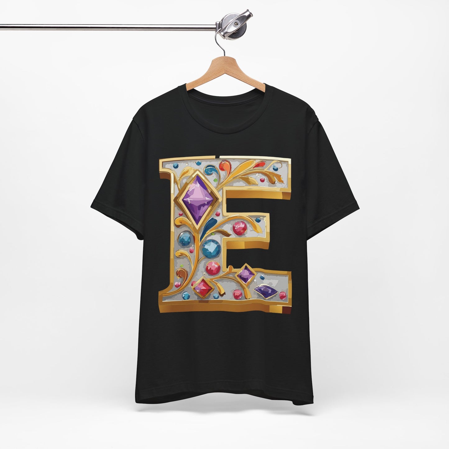 Letter Shirt, Shirt with Letters, Tee Shirt with Gold Letter, Shirt with Antique Letters