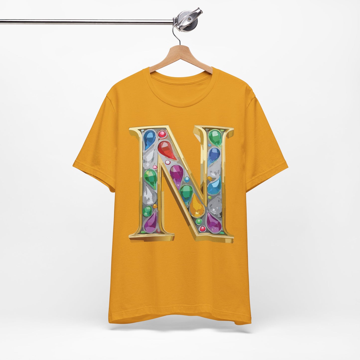 Letter Shirt, Shirt with Letters, Tee Shirt with Gold Letter, Shirt with Antique Letters