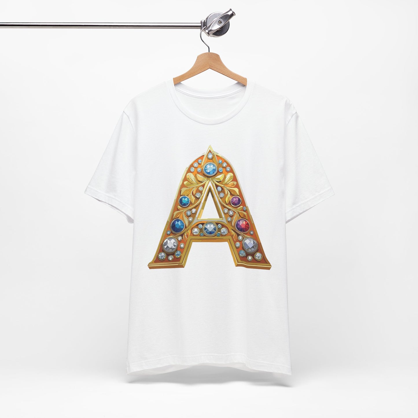 Letter Shirt, Shirt with Letters, Tee Shirt with Gold Letter, Shirt with Antique Letters