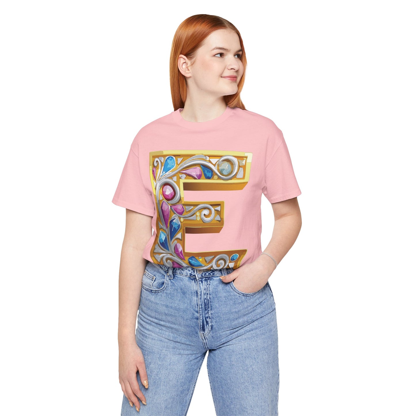 Letter Shirt, Shirt with Letters, Tee Shirt with Gold Letter, Shirt with Antique Letters