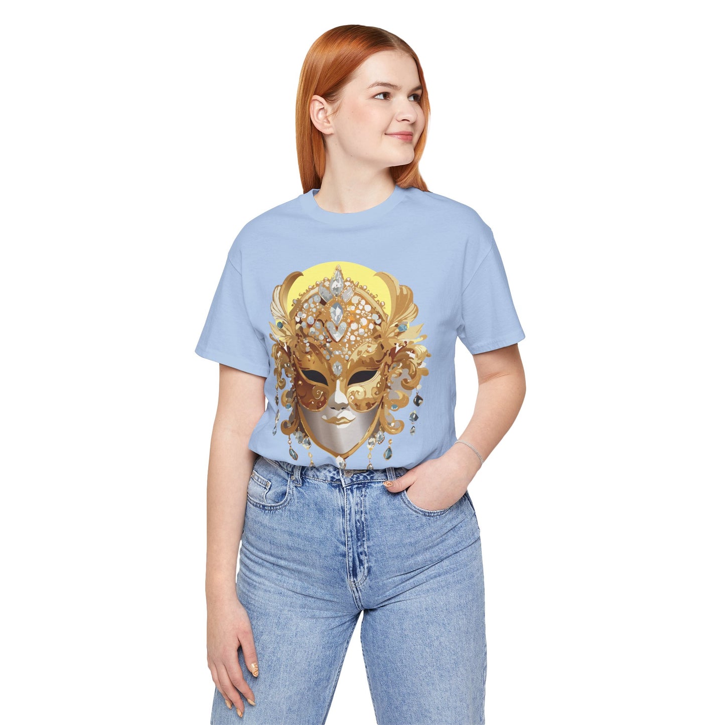 Mask Shirt, Shirt with Mask, Tee Shirt with Gold Face