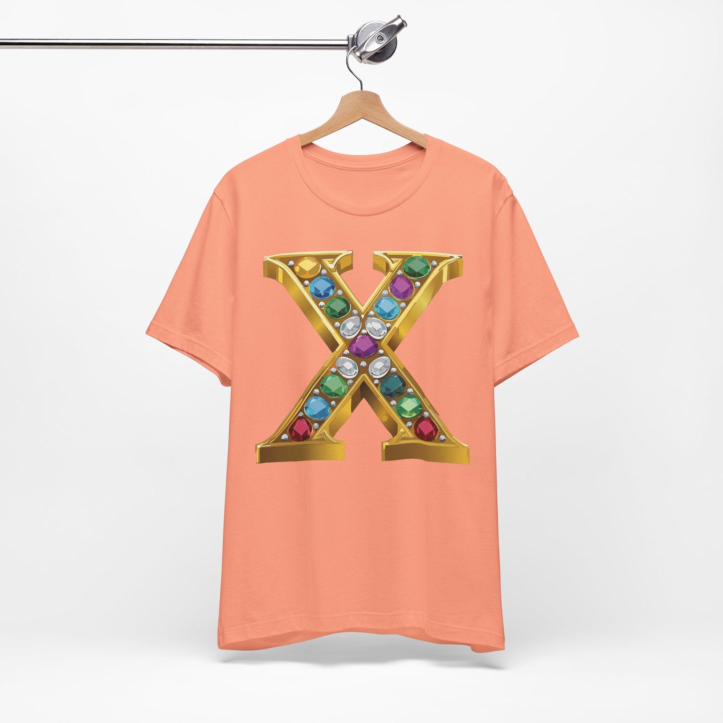 Letter Shirt, Shirt with Letters, Tee Shirt with Gold Letter, Shirt with Antique Letters