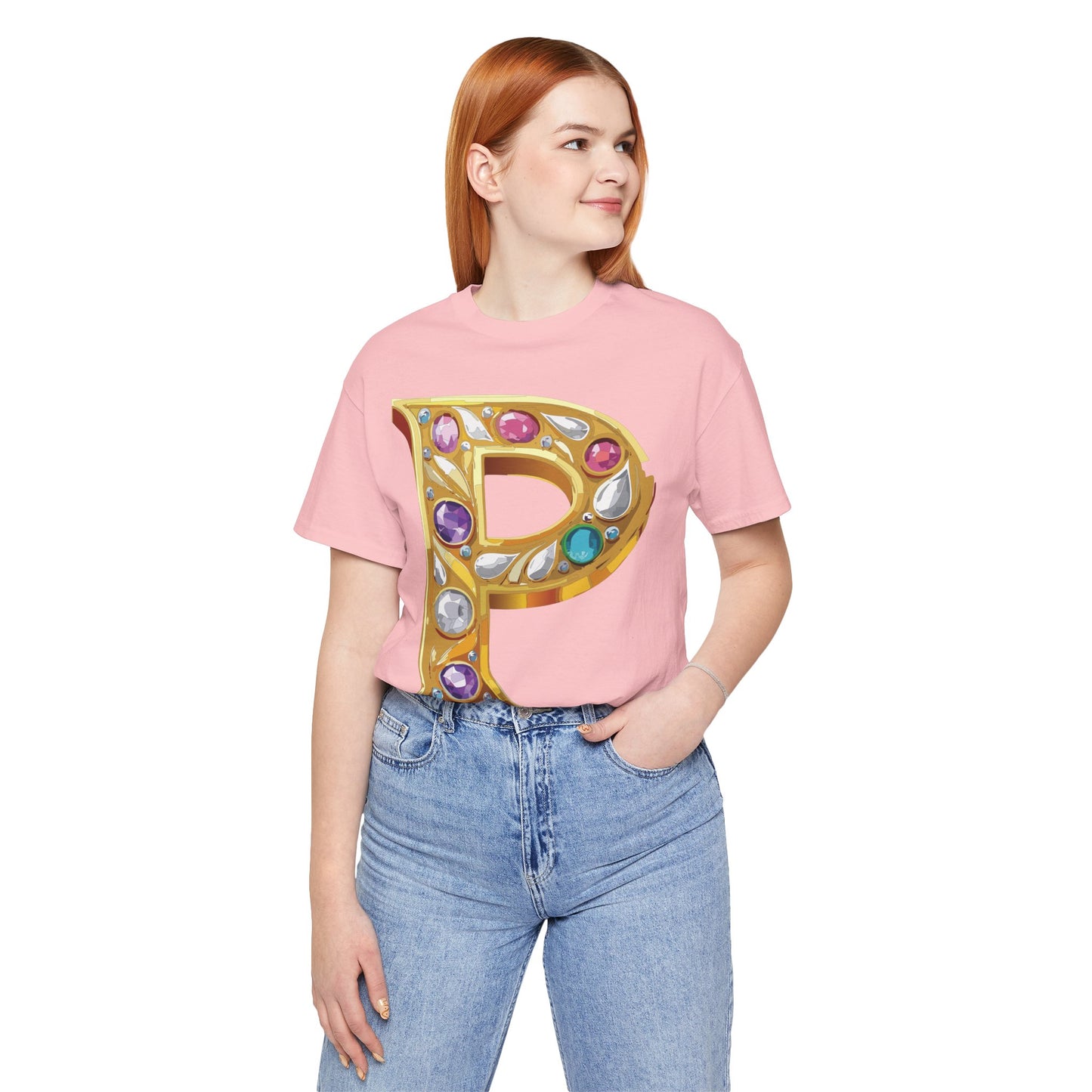 Letter Shirt, Shirt with Letters, Tee Shirt with Gold Letter, Shirt with Antique Letters