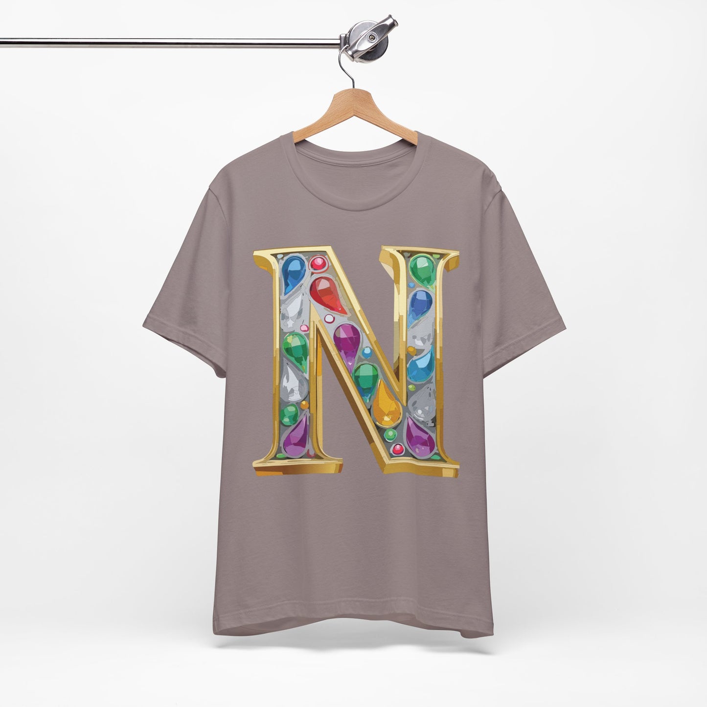 Letter Shirt, Shirt with Letters, Tee Shirt with Gold Letter, Shirt with Antique Letters