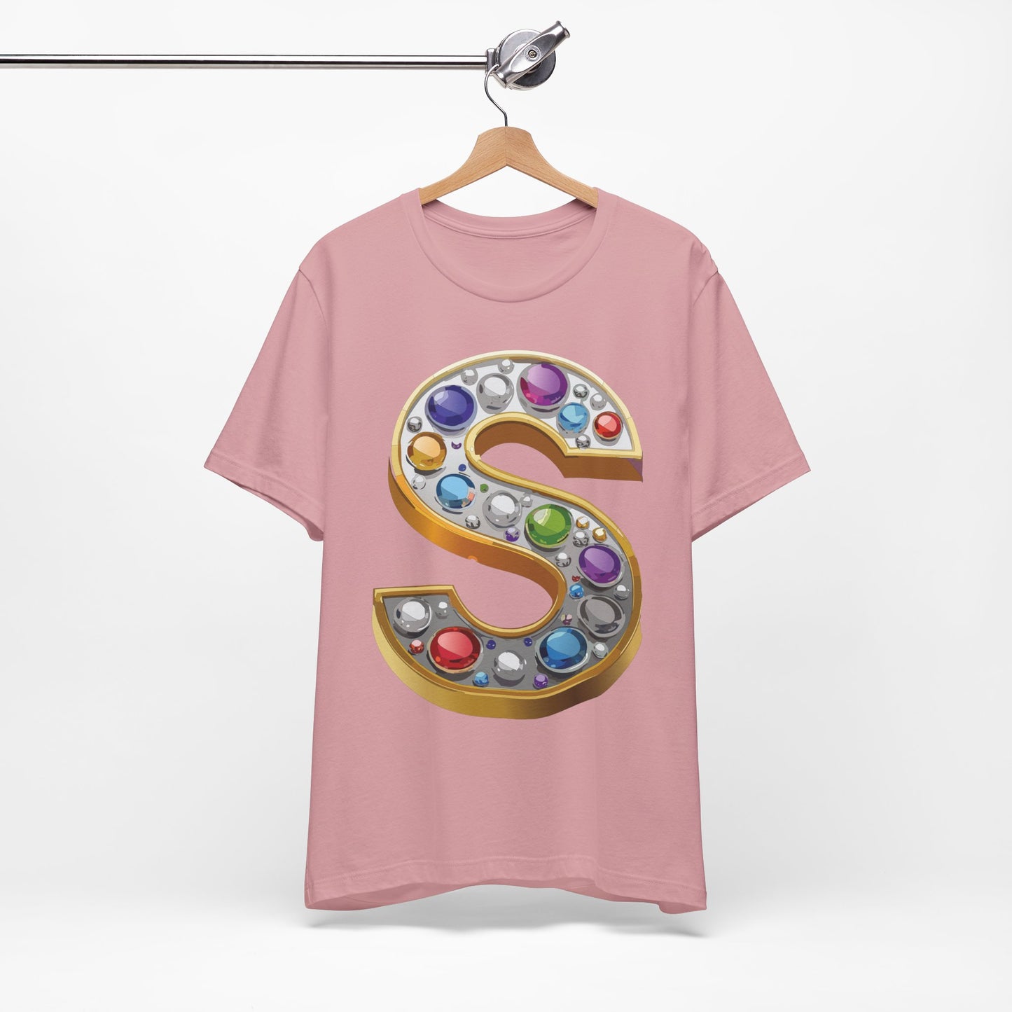 Letter Shirt, Shirt with Letters, Tee Shirt with Gold Letter, Shirt with Antique Letters