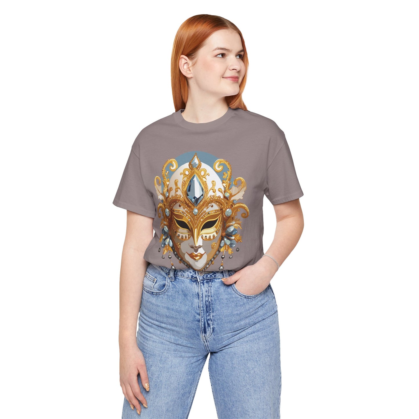Mask Shirt, Shirt with Mask, Tee Shirt with Gold Face